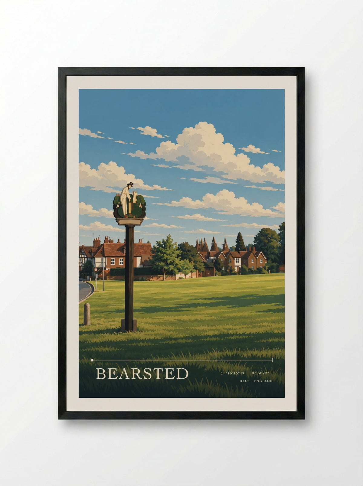 Bearsted, Kent | Travel Poster - Framed Print Black