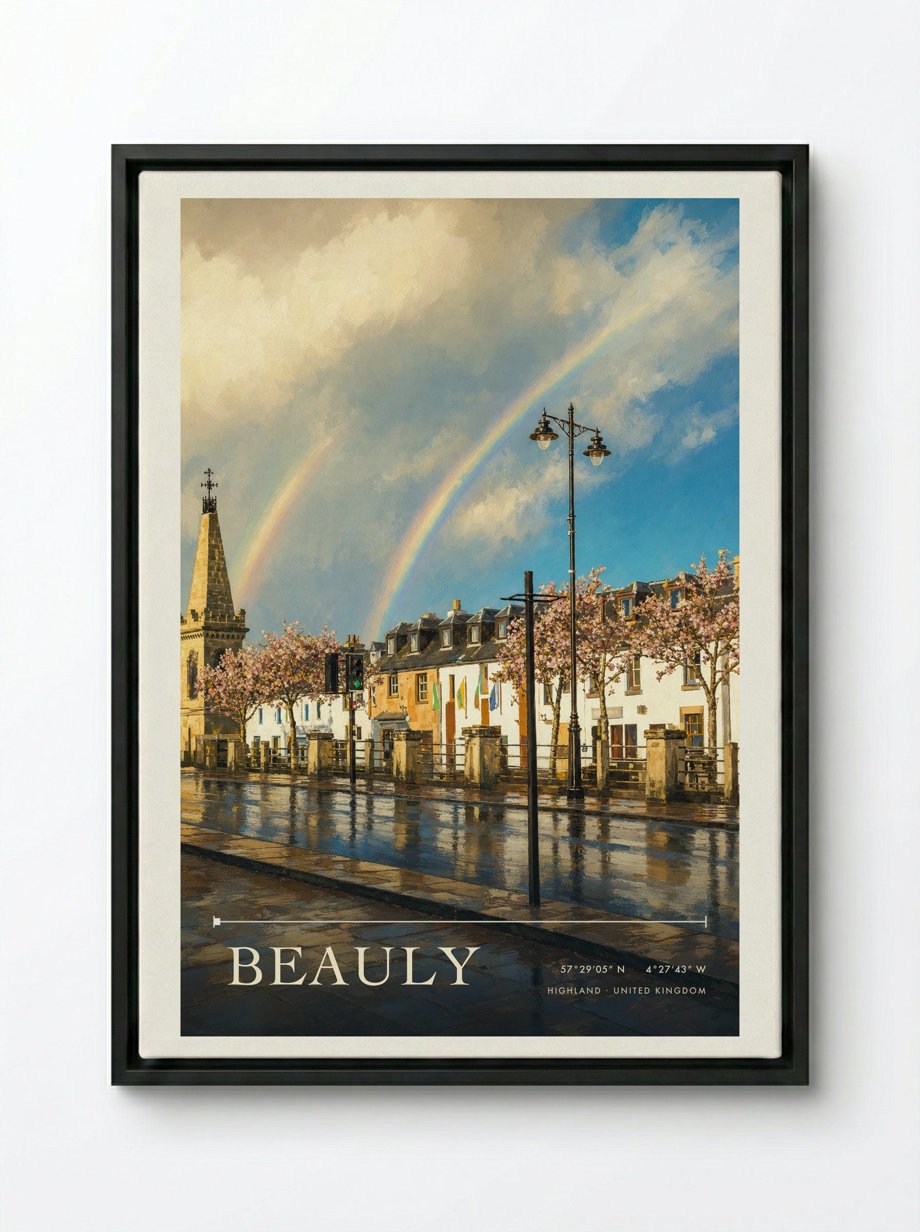 Beauly Highland United Kingdom Travel Poster - Framed Canvas Black