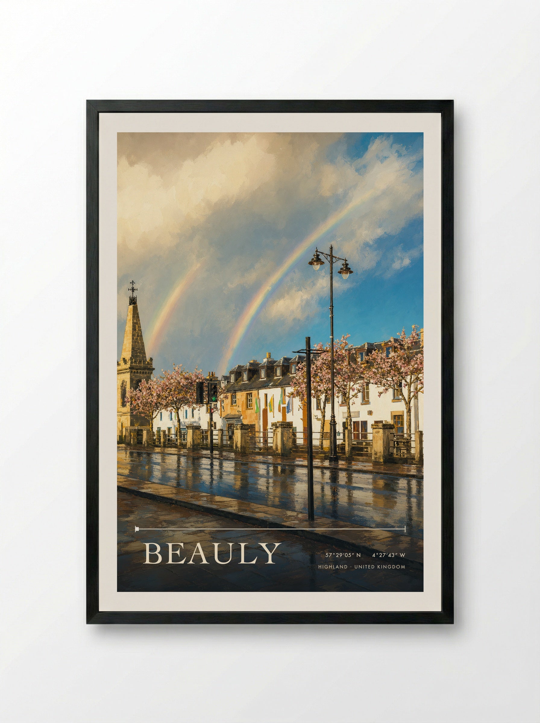 Beauly Highland United Kingdom Travel Poster - Framed Print Black