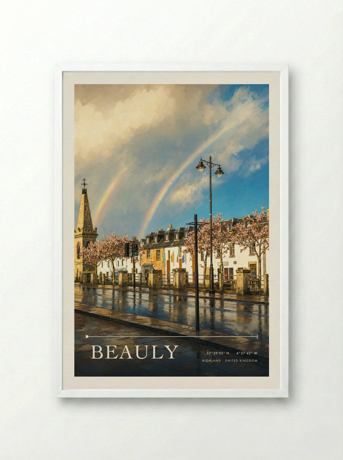 Beauly Highland United Kingdom Travel Poster - Framed Print White
