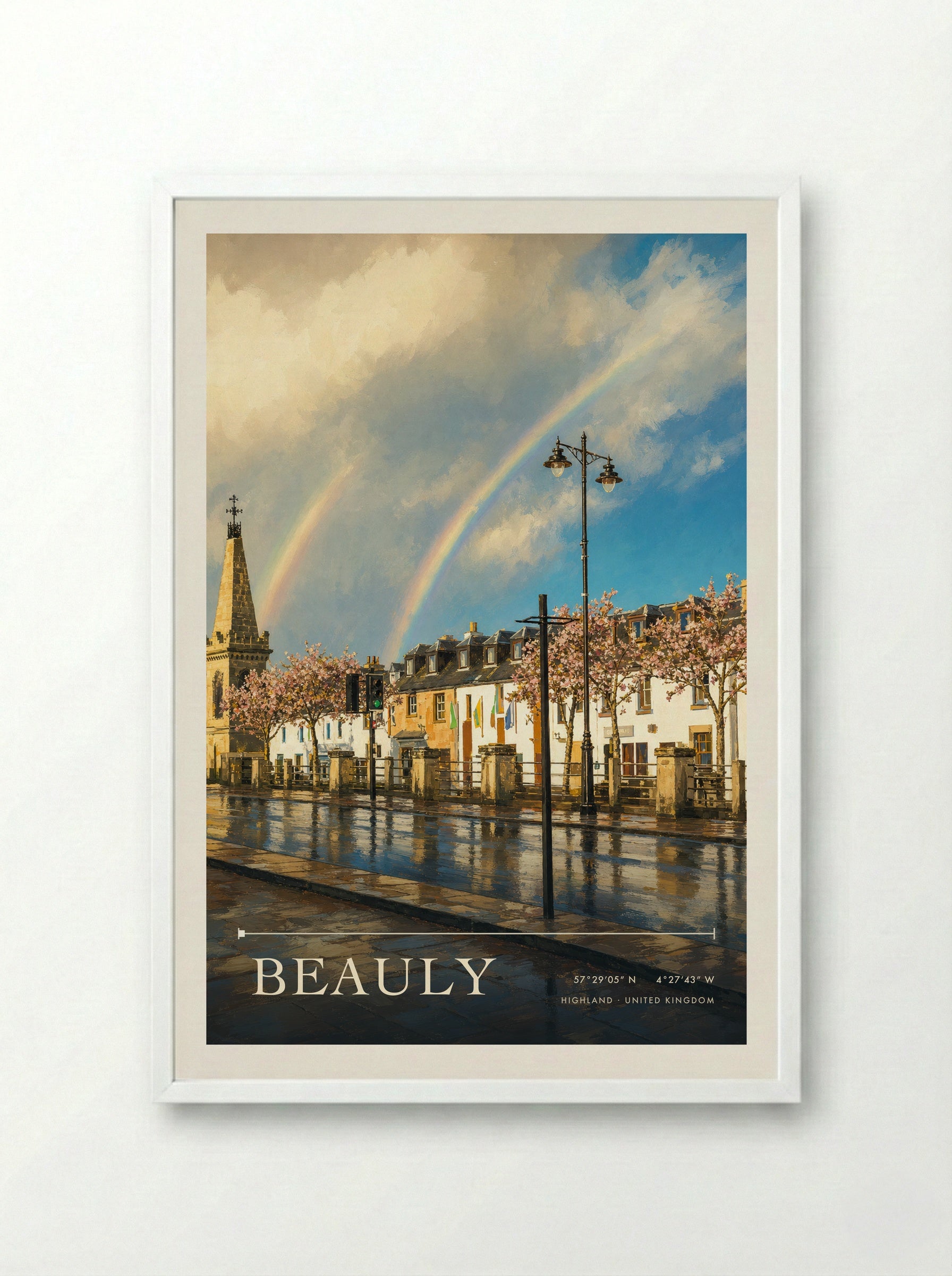 Beauly Highland United Kingdom Travel Poster - Framed Print White