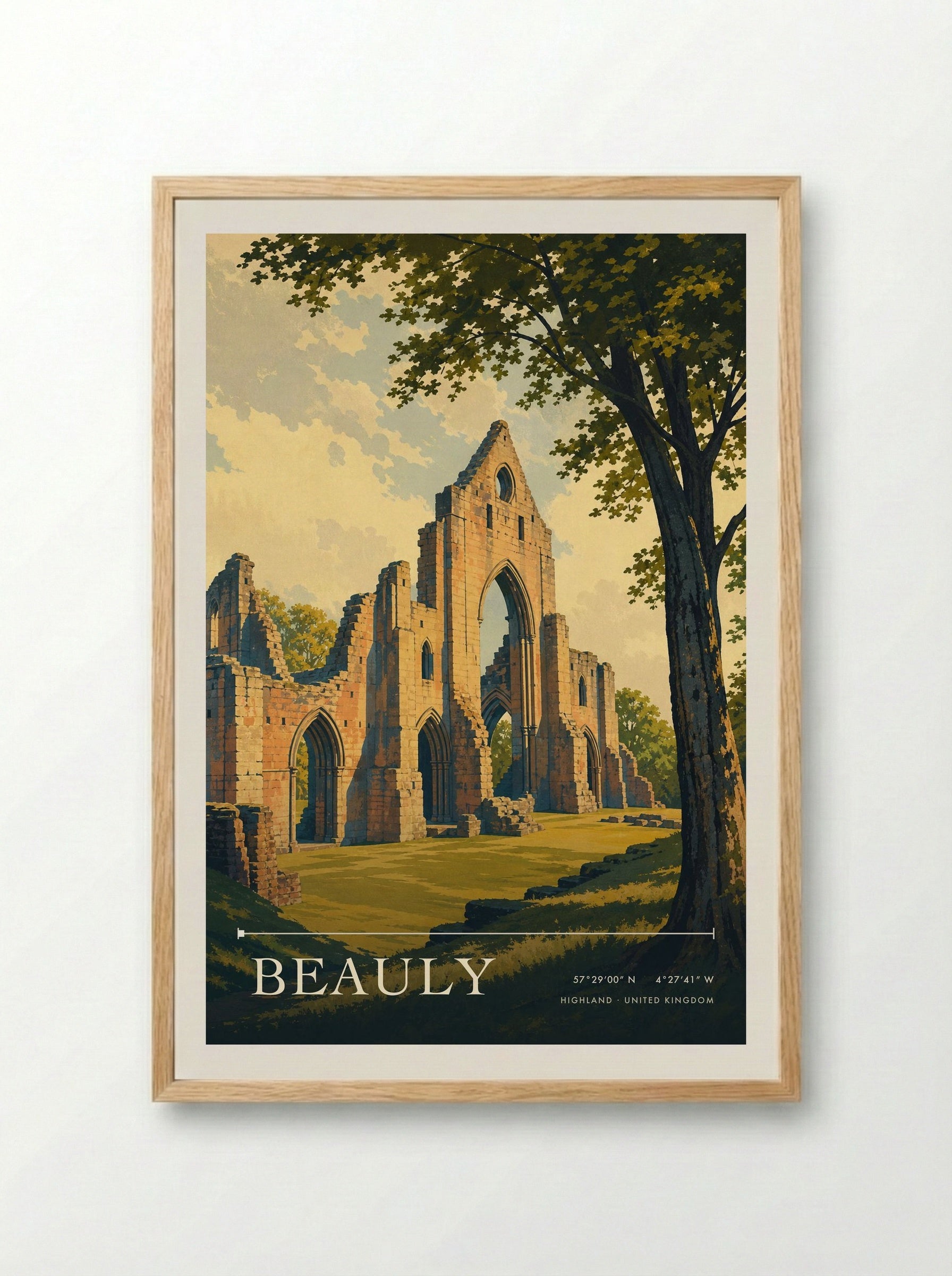 Beauly Highland United Kingdom Travel Poster - Framed Print Wood