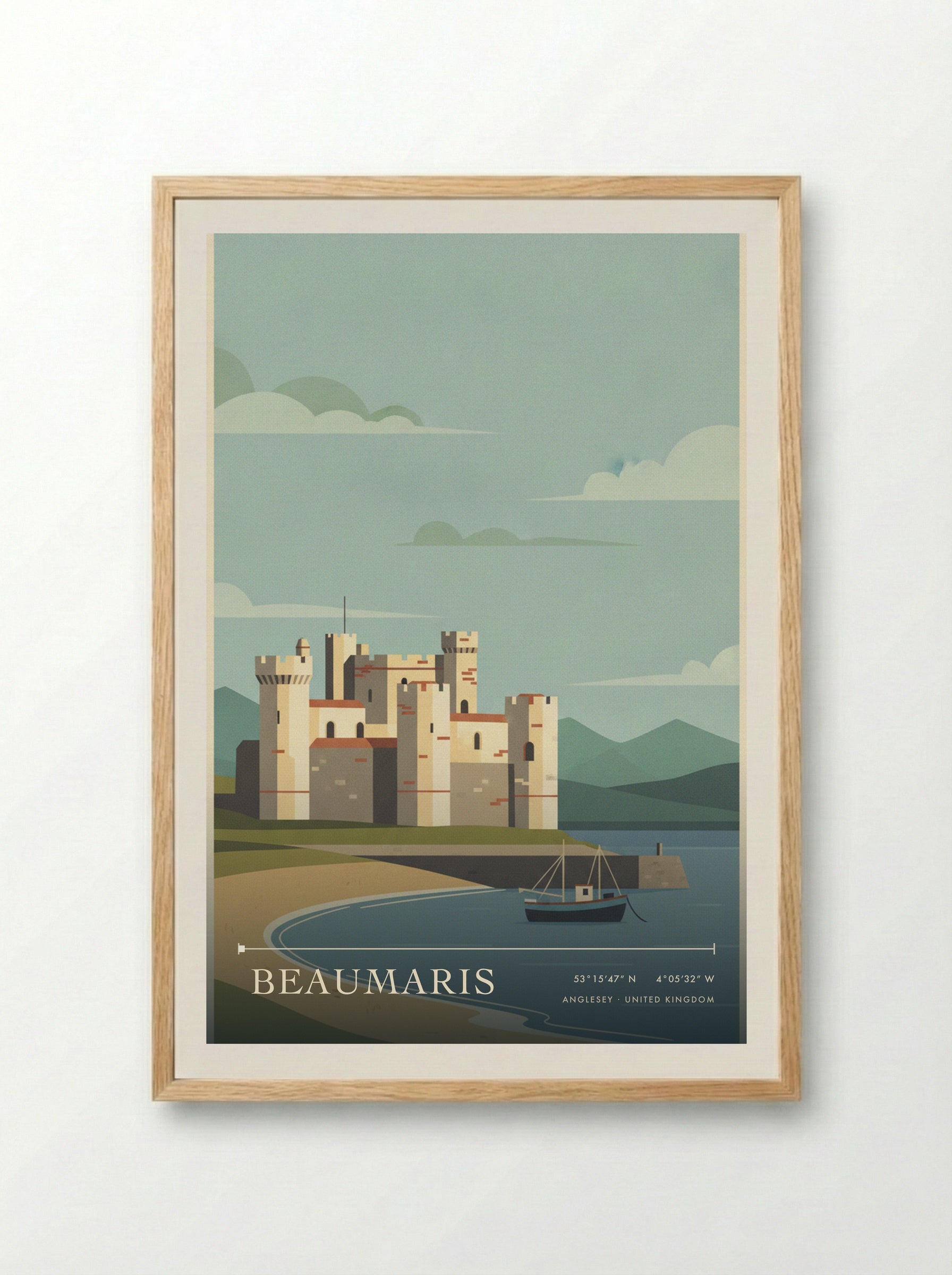 Beaumaris Anglesey United Kingdom Travel Poster - Framed Print Wood