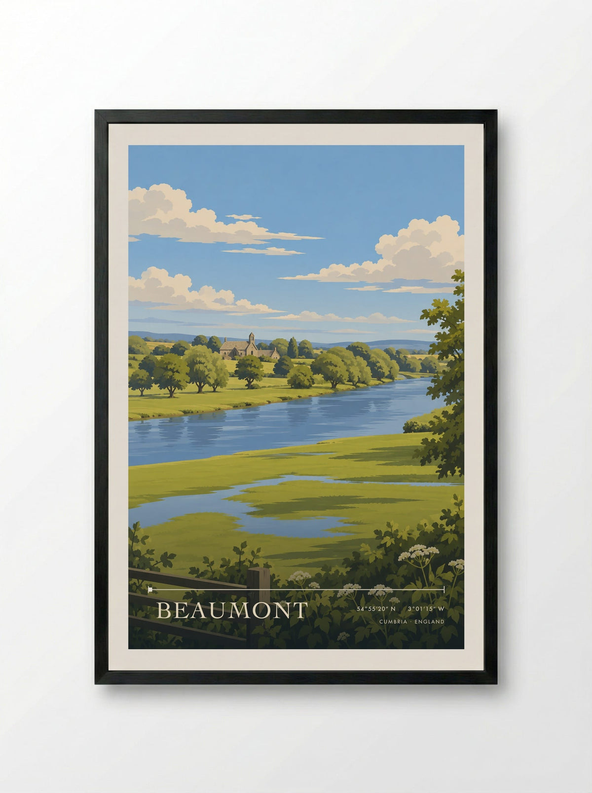 Beaumont, Cumbria | Travel Poster - Framed Print Black