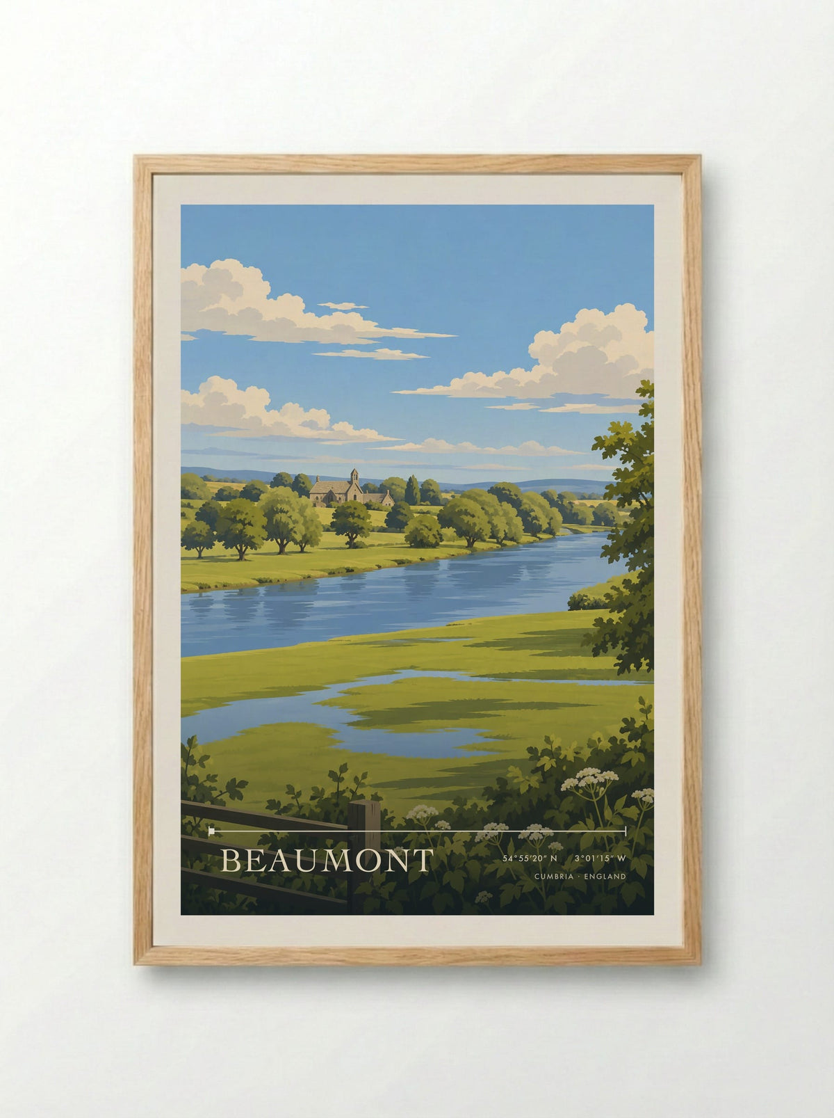 Beaumont, Cumbria | Travel Poster - Framed Print Wood