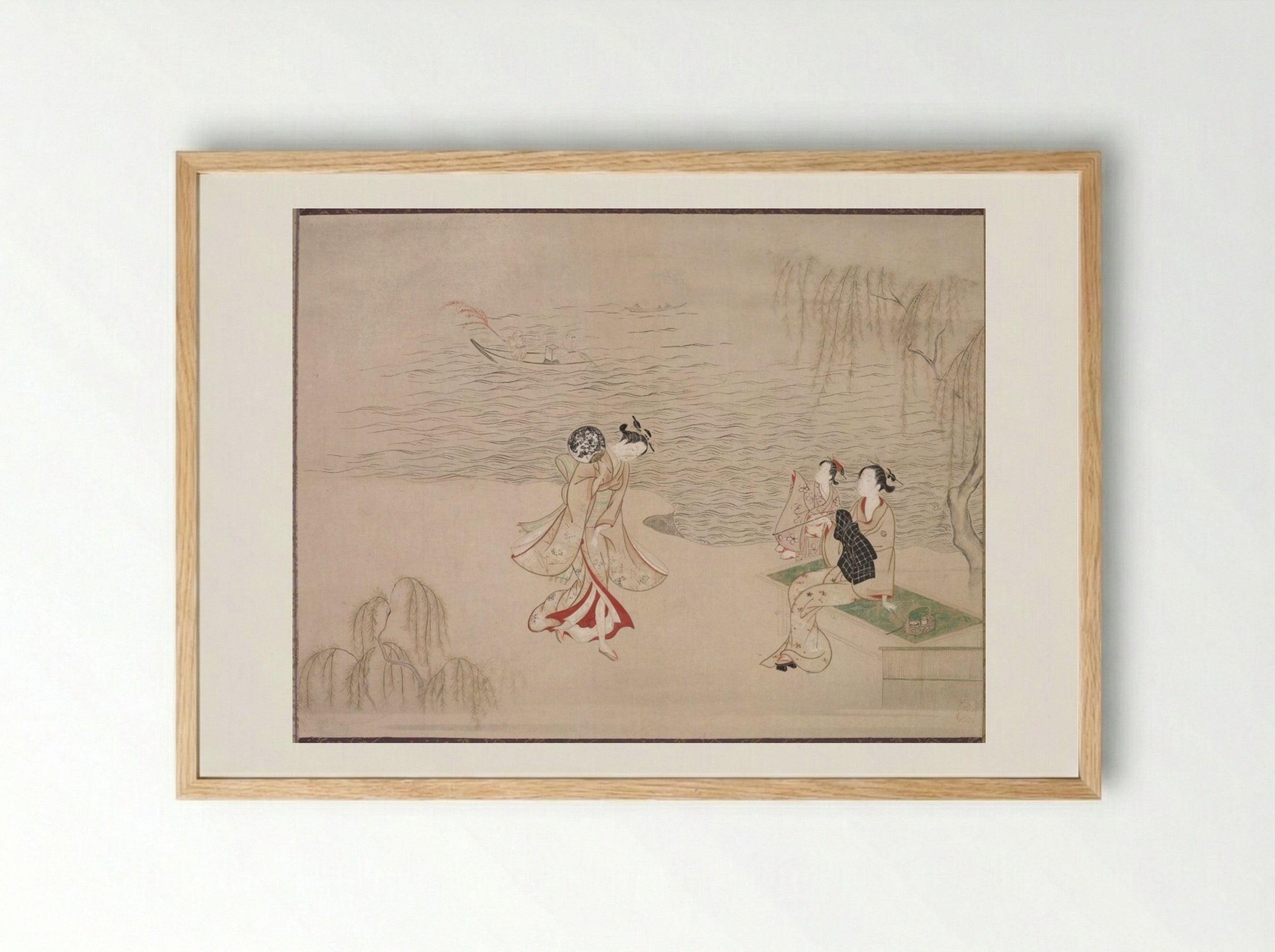 Beauties at the Seashore - Ippitsusai Bunchō - Framed Print Wood