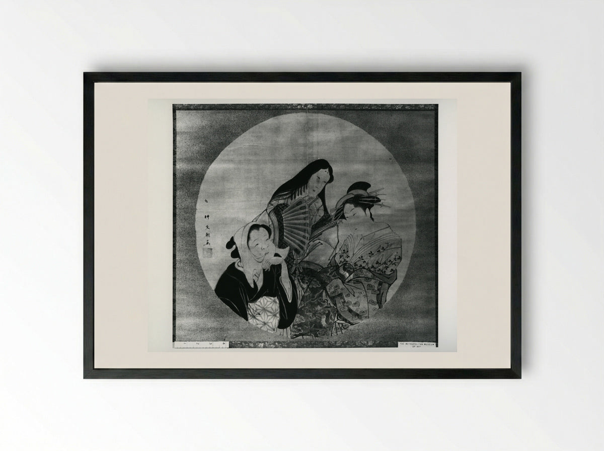 Beauties of the Three Classes - Yanagi Buncho II - Framed Print Black