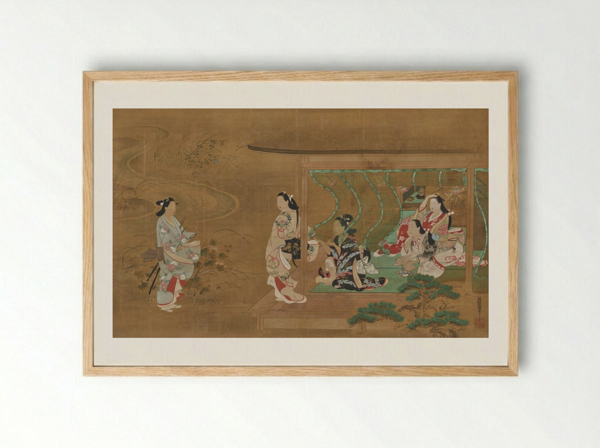 Beauty Receiving a Visitor - Tamura Suio - Framed Print Wood