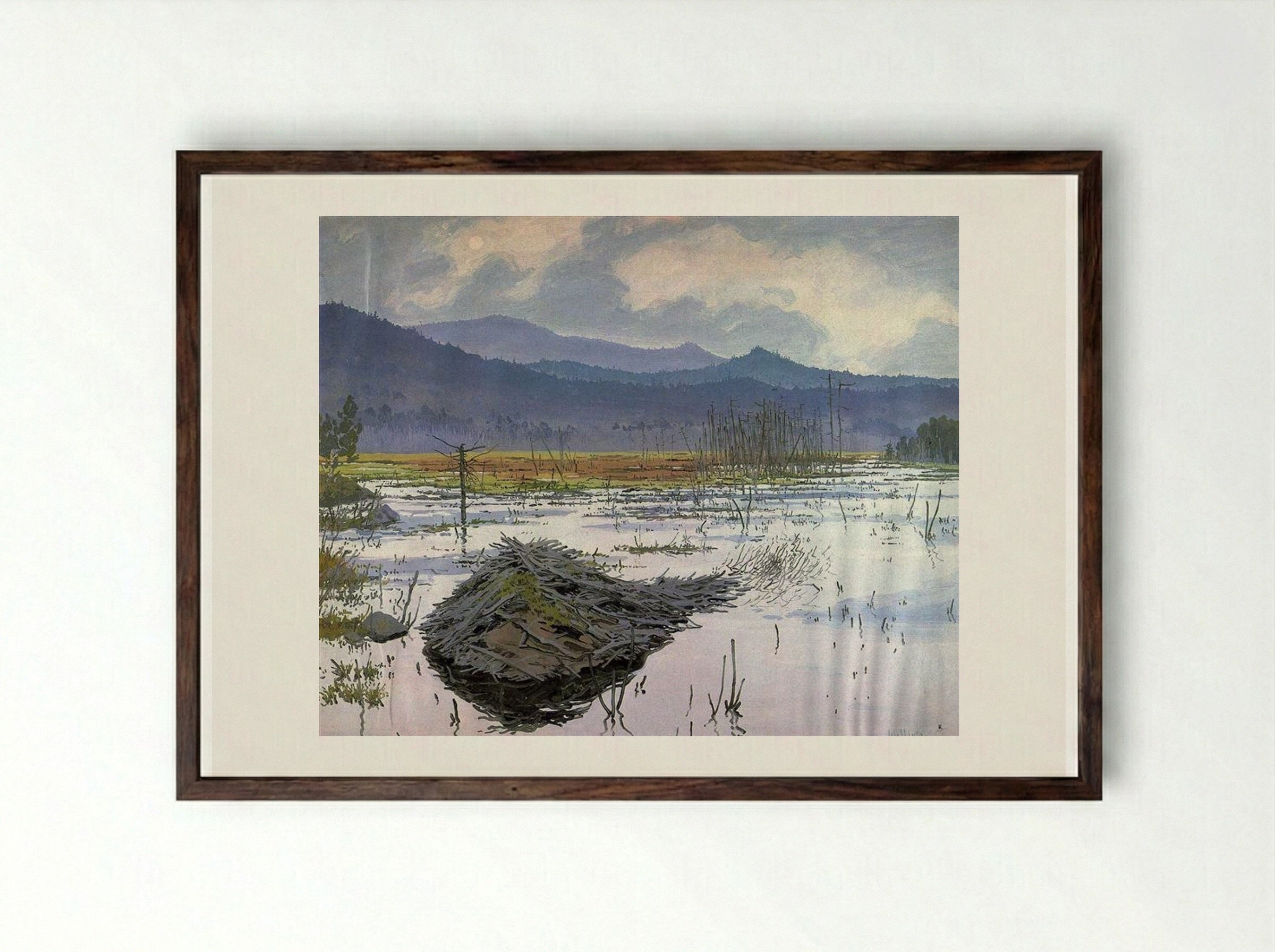 Beaver Pond - Neil Welliver - Framed Print Dark Wood