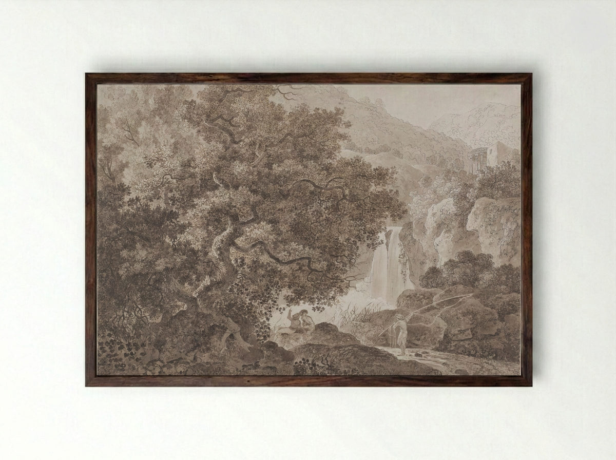 Bebost berglandschap (Tivoli) - Johann Conrad Steiner - Framed Print Dark Wood