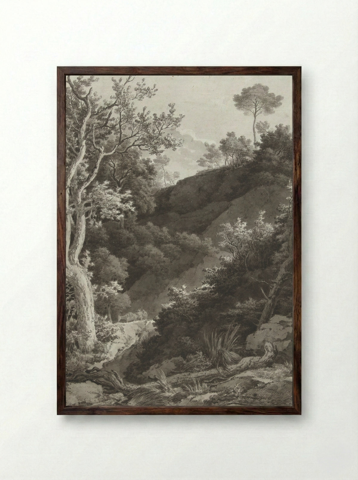 Beboste berghelling (Wooded Hillside) - Jacob Philipp Hackert - Framed Print Dark Wood