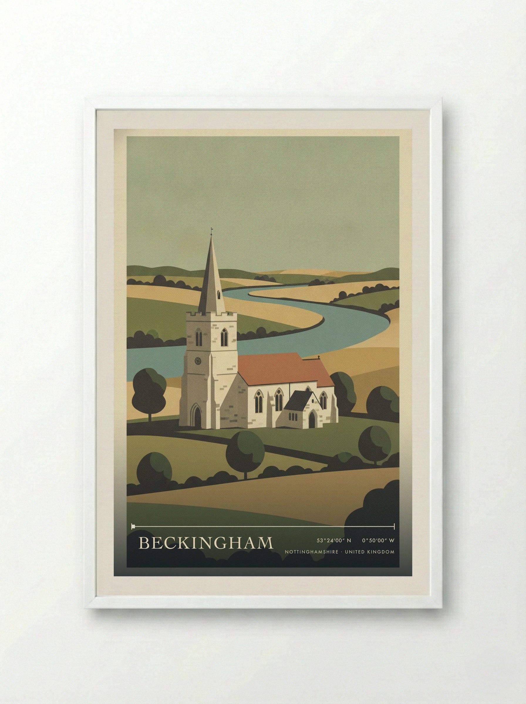 Beckingham Nottinghamshire United Kingdom Travel Poster - Framed Print White