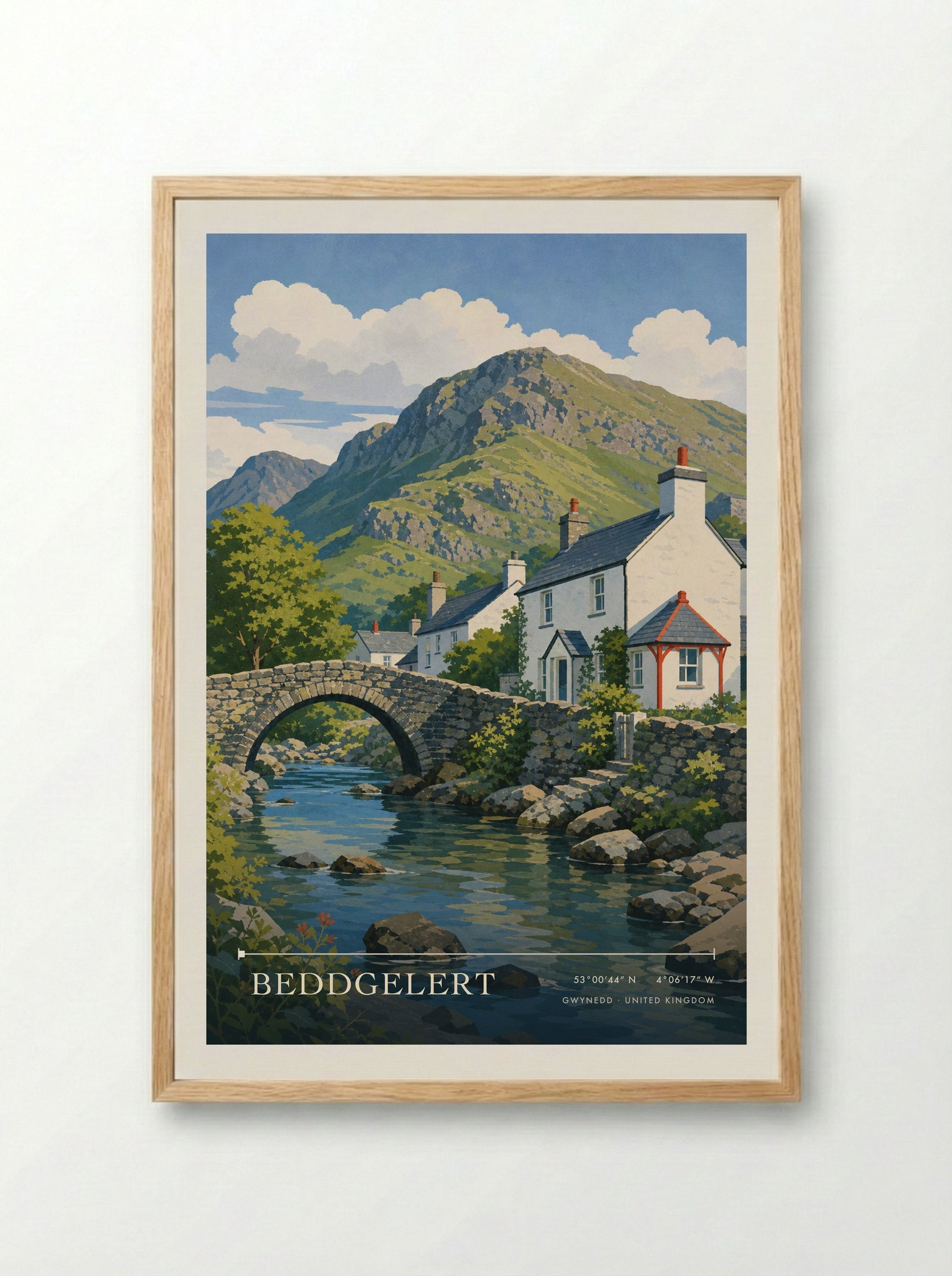 Beddgelert Gwynedd United Kingdom Travel Poster - Framed Print Wood