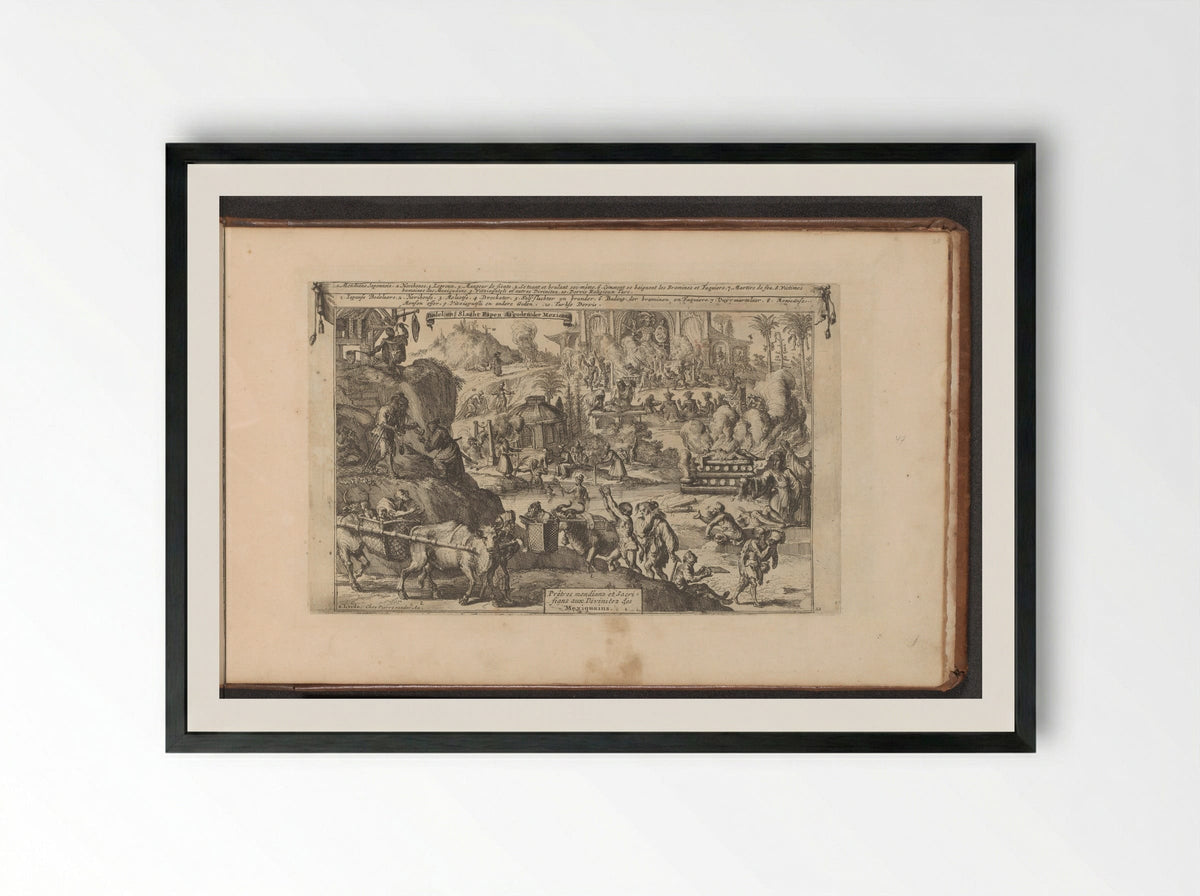 Bedelaars in Oost- en West-Indië - Romeyn de Hooghe - Framed Print Black