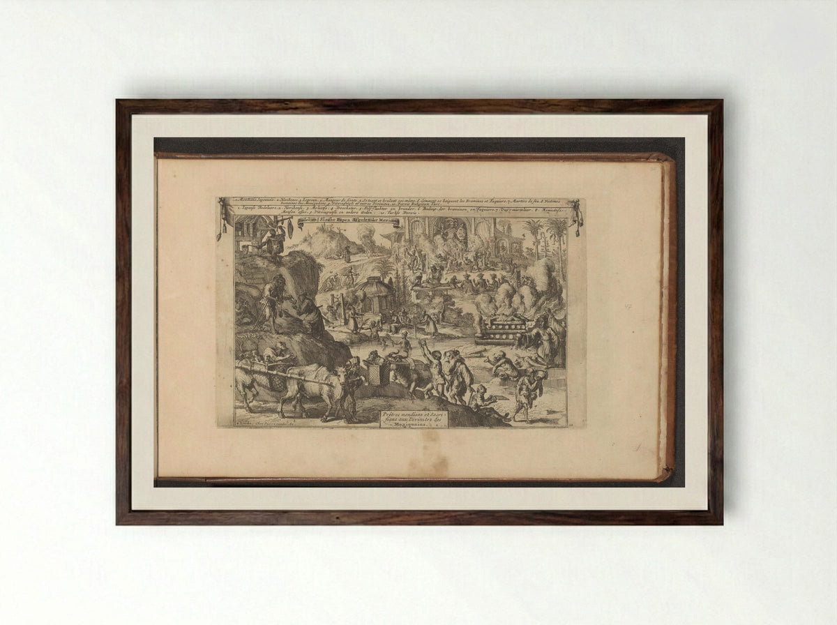 Bedelaars in Oost- en West-Indië - Romeyn de Hooghe - Framed Print Dark Wood