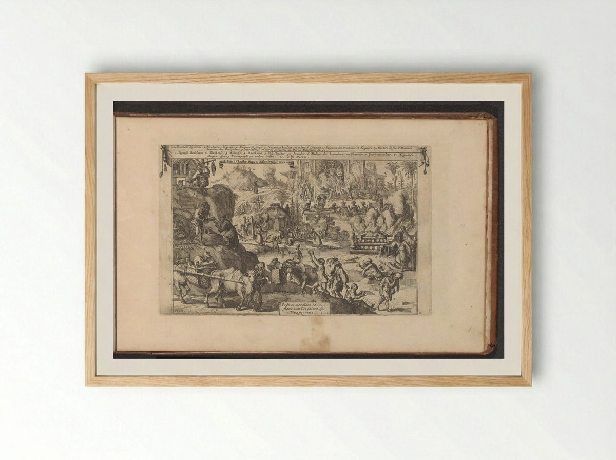 Bedelaars in Oost- en West-Indië - Romeyn de Hooghe - Framed Print Wood