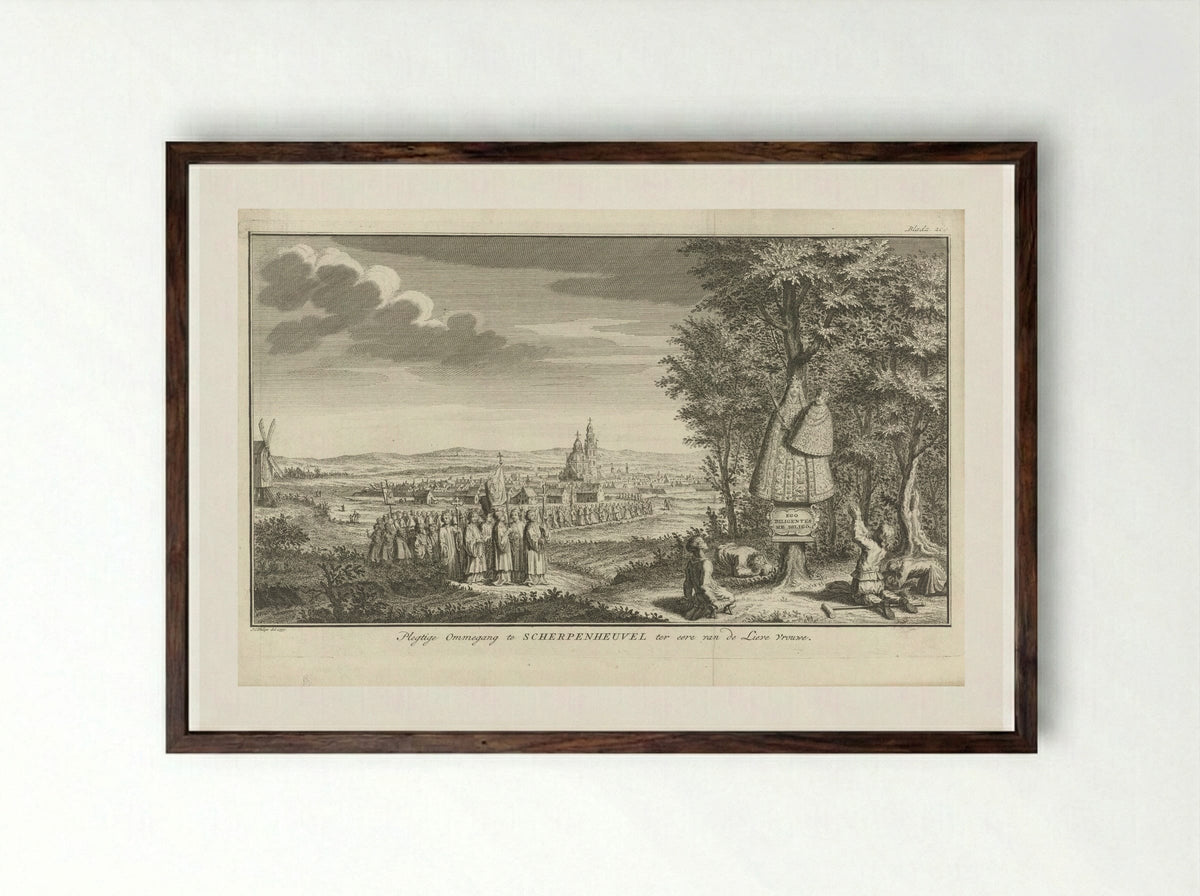 Bedevaart op weg naar Onze Lieve Vrouw van Scherpenheuvel - Jan Caspar Philips - Framed Print Dark Wood