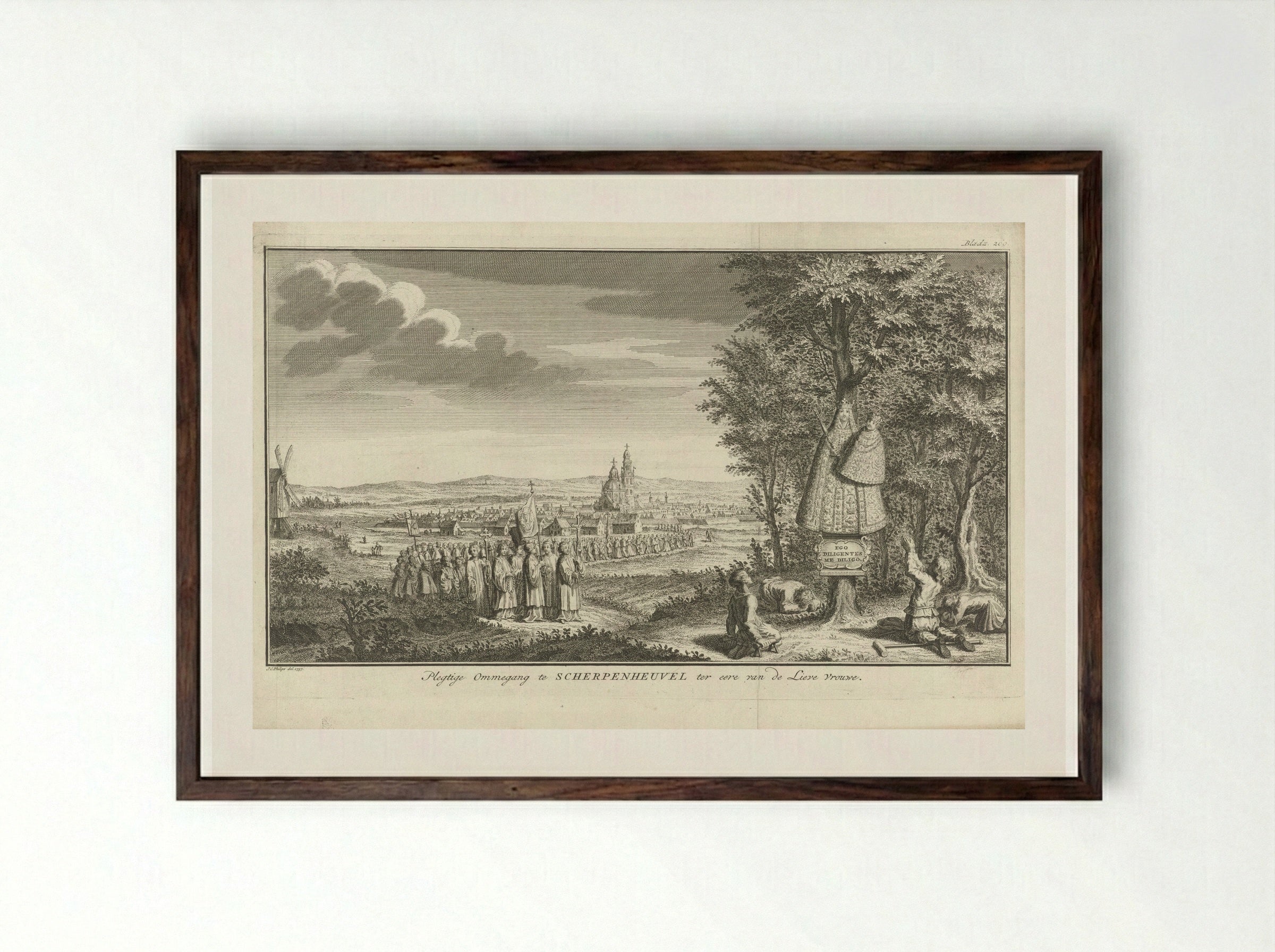 Bedevaart op weg naar Onze Lieve Vrouw van Scherpenheuvel - Jan Caspar Philips - Framed Print Dark Wood