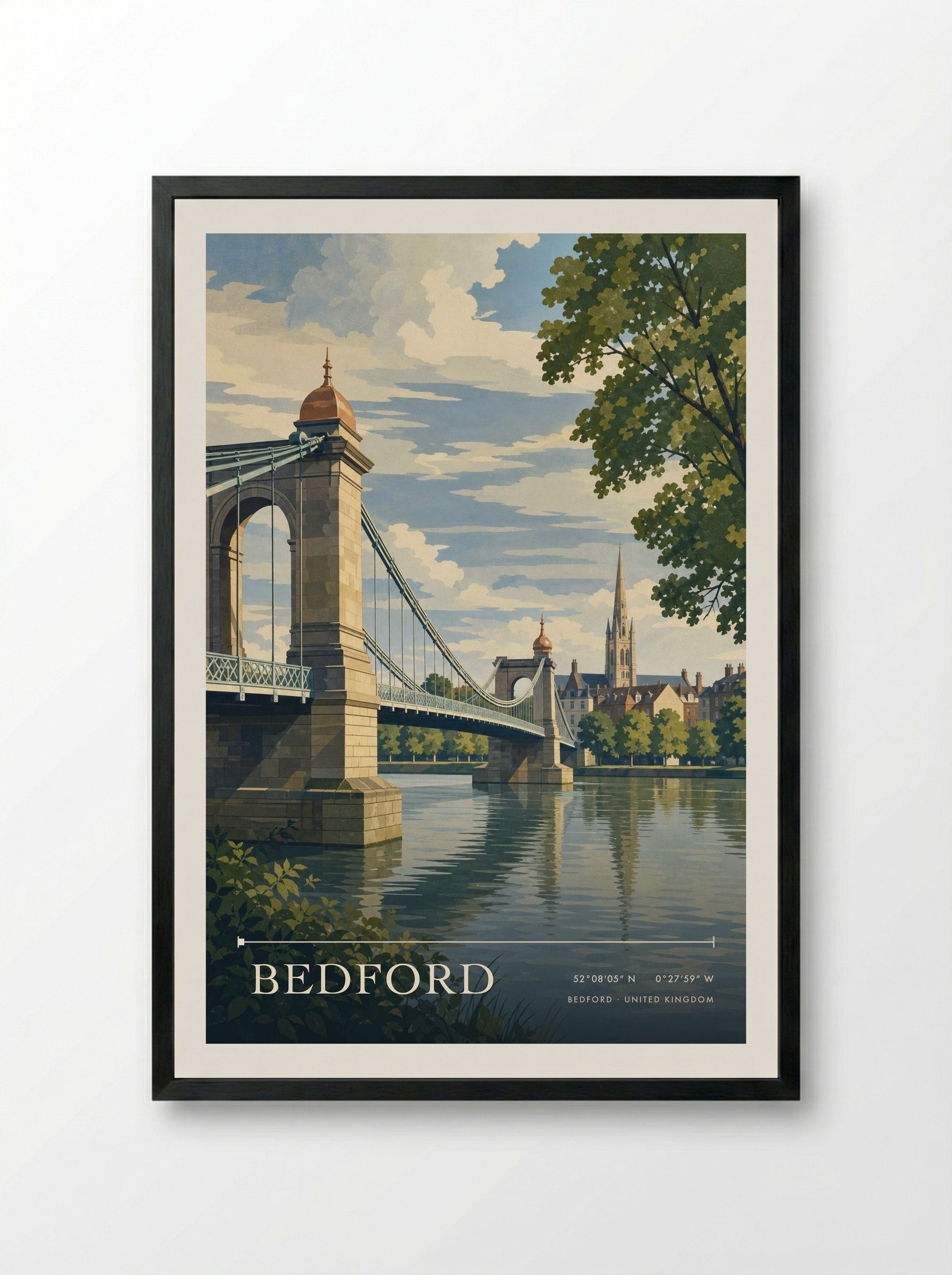 Bedford United Kingdom Travel Poster - Framed Print Black