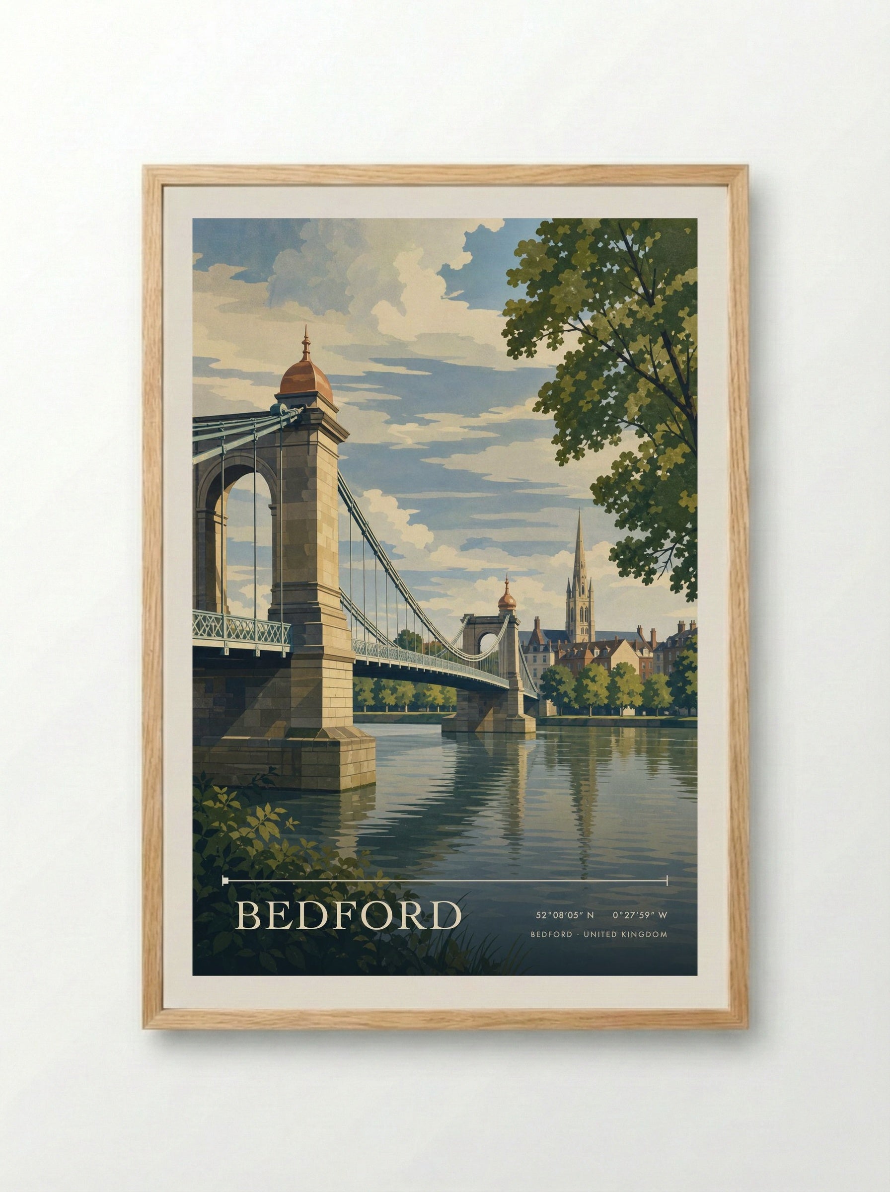 Bedford United Kingdom Travel Poster - Framed Print Wood