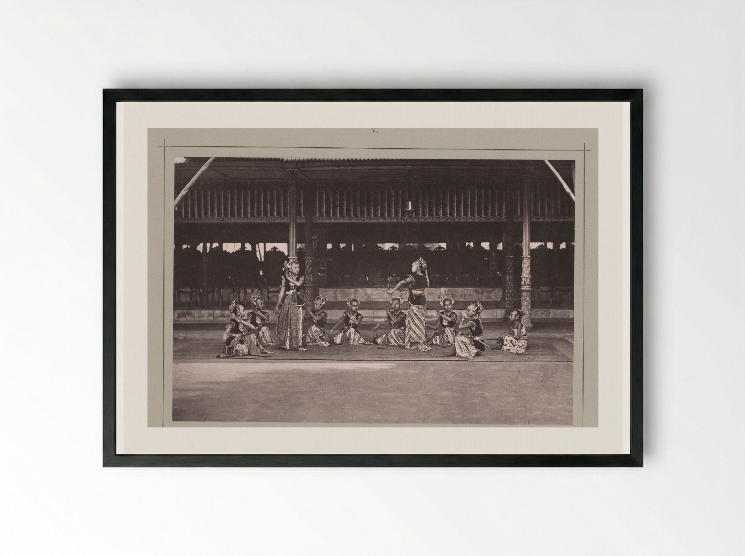 Bedhaya Dancers at the Kraton Ngayogyakarta Hadiningrat - Kassian Céphas - Framed Print Black
