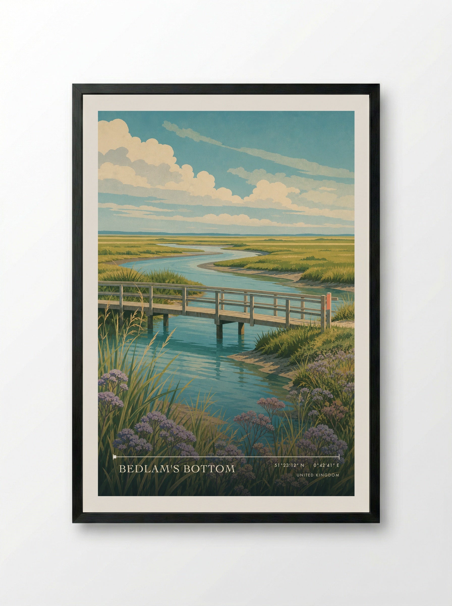Bedlam's Bottom United Kingdom Travel Poster - Framed Print Black