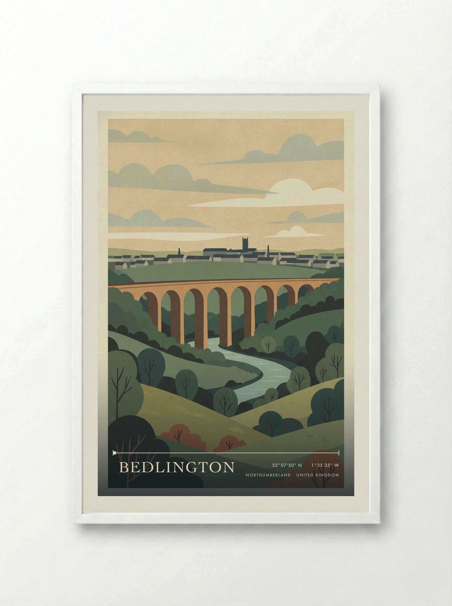 Bedlington Northumberland United Kingdom Travel Poster - Framed Print White