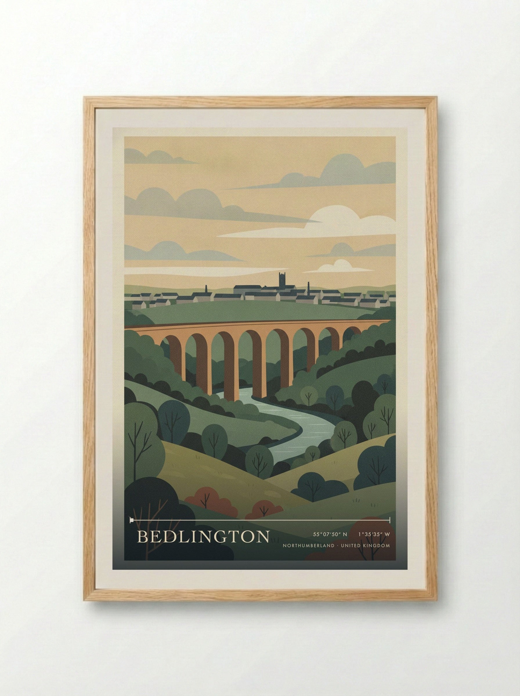 Bedlington Northumberland United Kingdom Travel Poster - Framed Print Wood