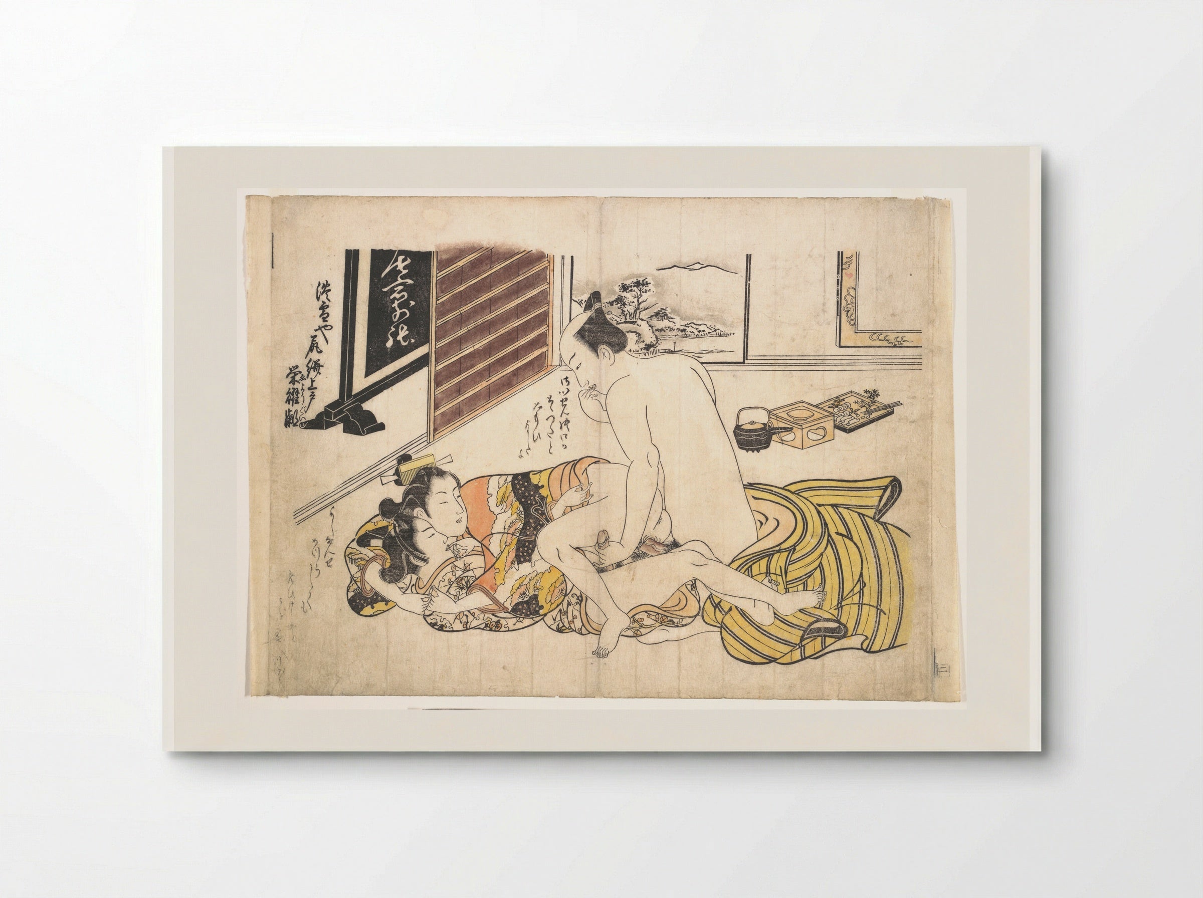 Bedroom Scene (Shunga Woodblock Print) - Okumura Masanobu - Poster