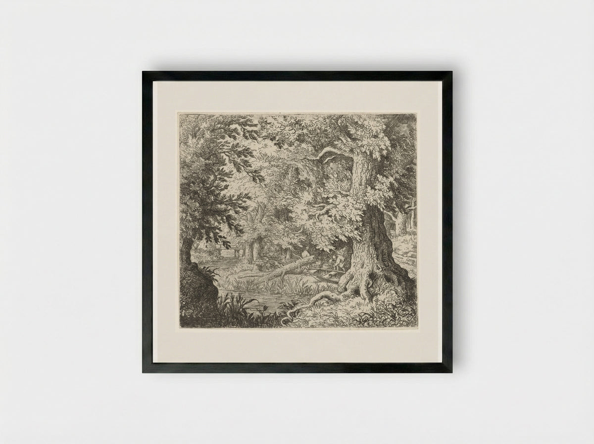Beekje in het bos - Allaert van Everdingen - Framed Print Black