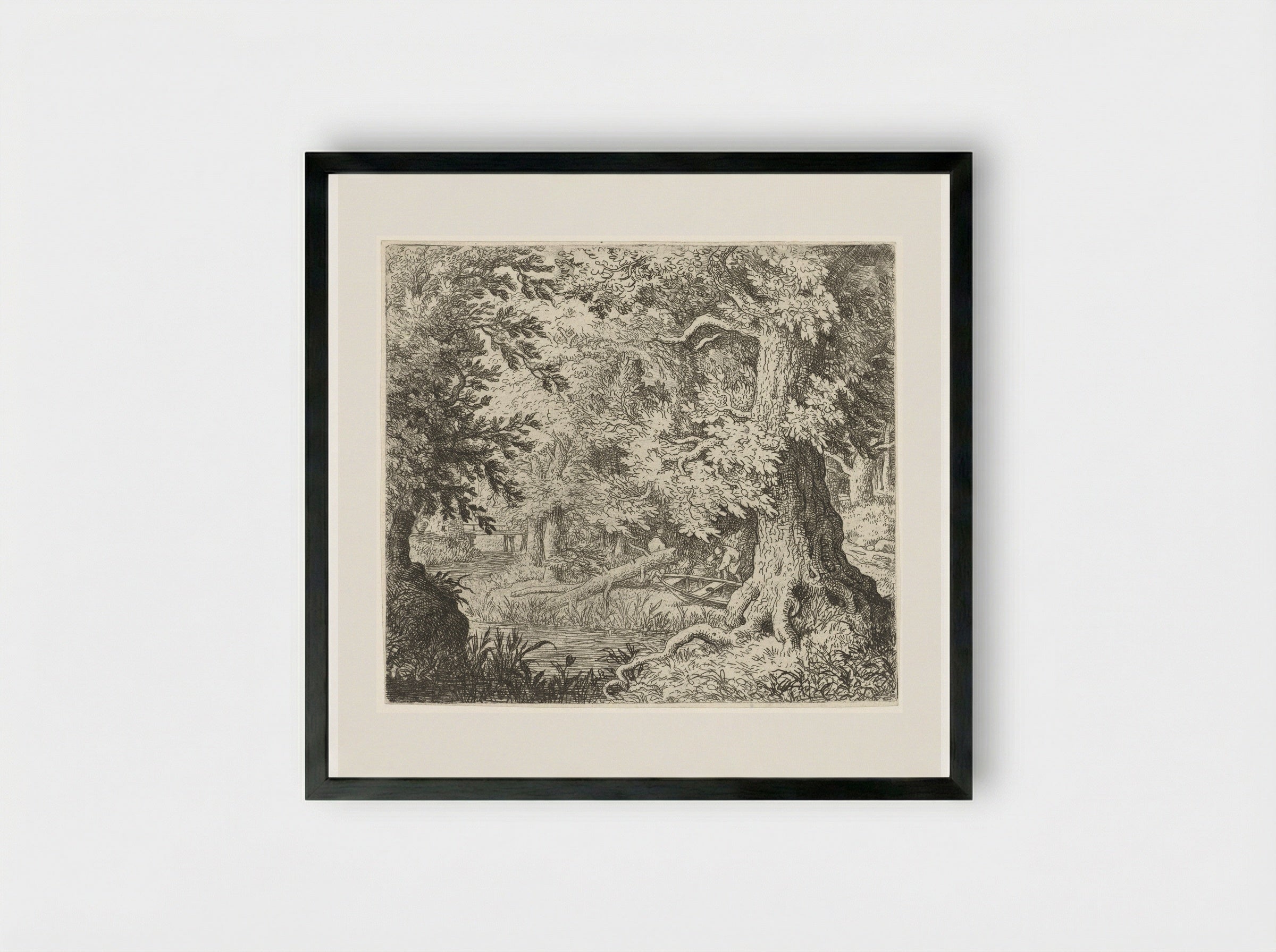 Beekje in het bos - Allaert van Everdingen - Framed Print Black