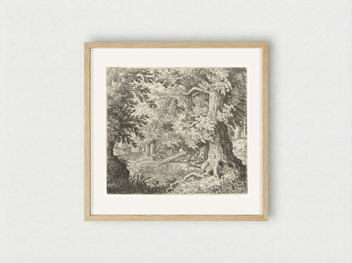 Beekje in het bos - Allaert van Everdingen - Framed Print Wood