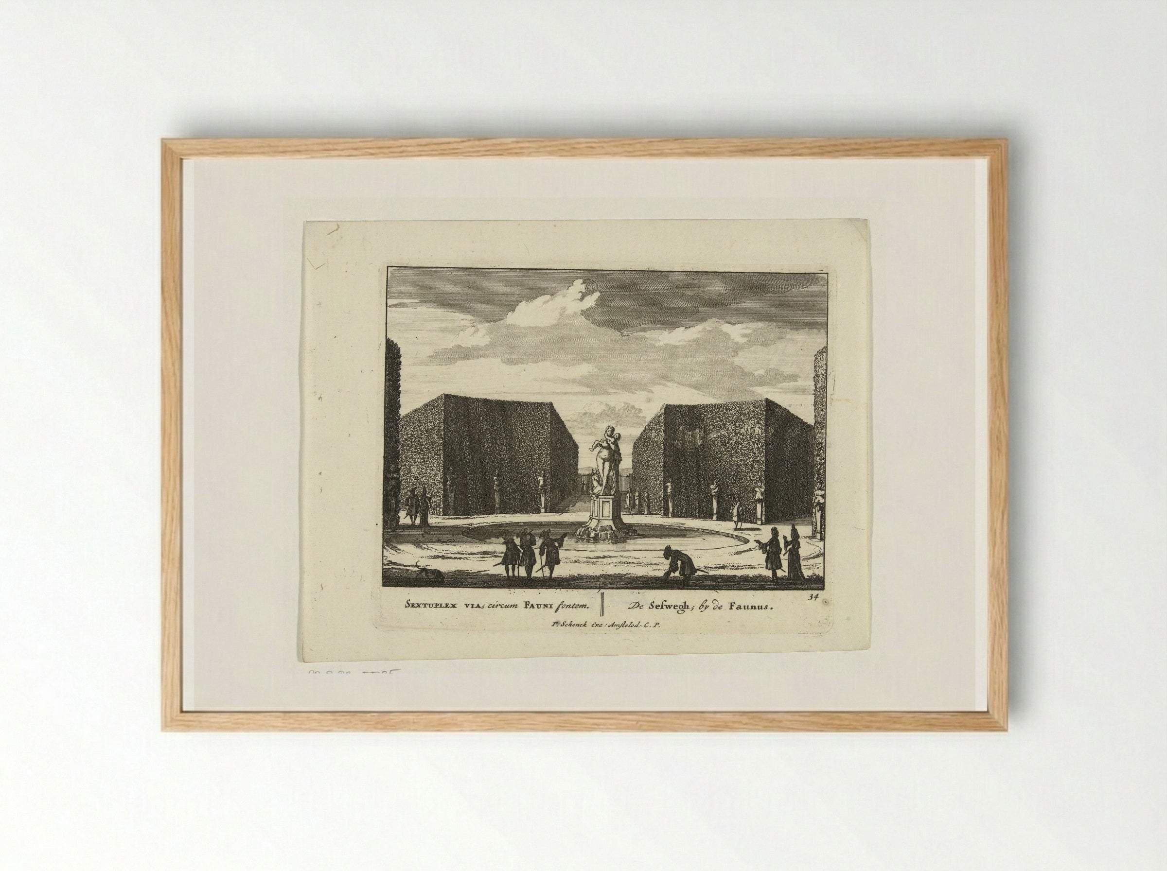 Beeld van de Faun in het doolhof van de tuinen van Paleis Het Loo - Jan van Call (I) - Framed Print Wood
