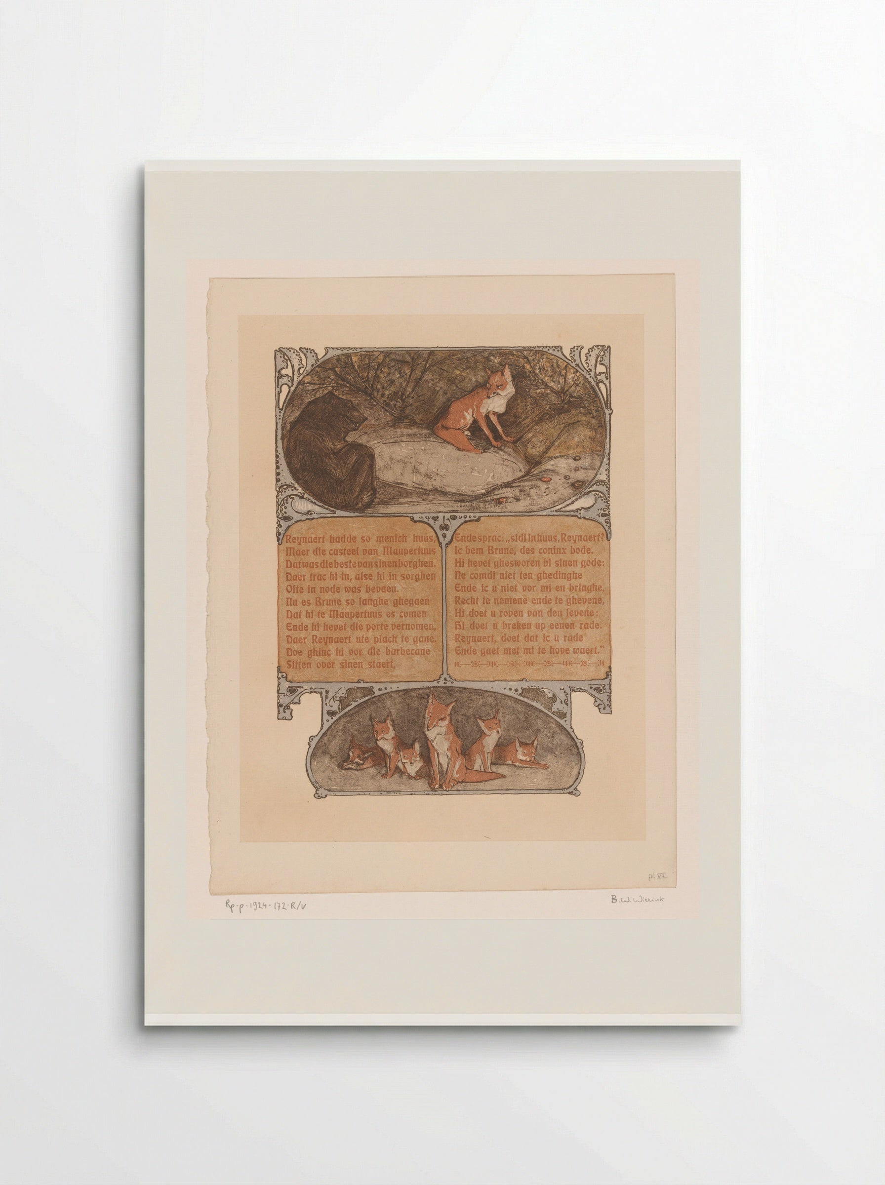 Beer (Bruun) en vos (Reinaert) - Bernard Willem Wierink - Poster