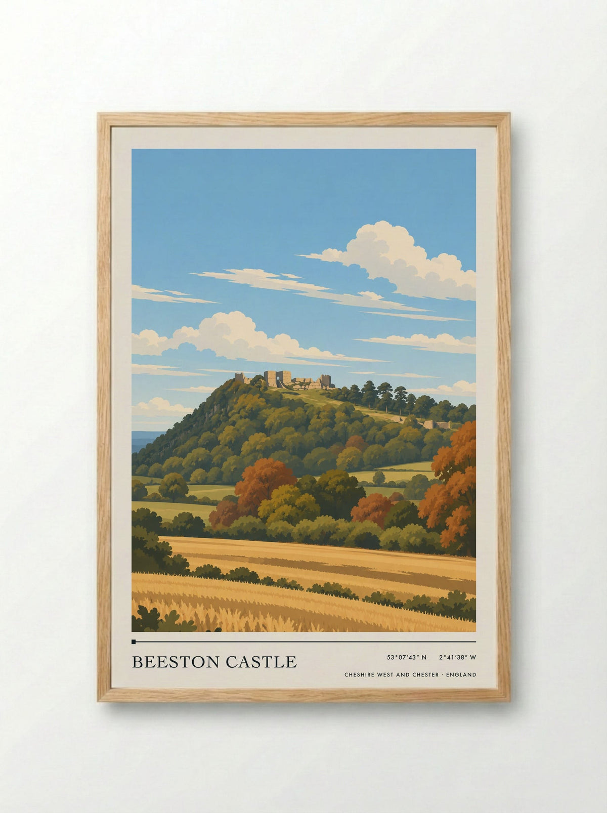 Beeston Castle, Cheshire West and Chester | Travel Poster - Framed Print Wood