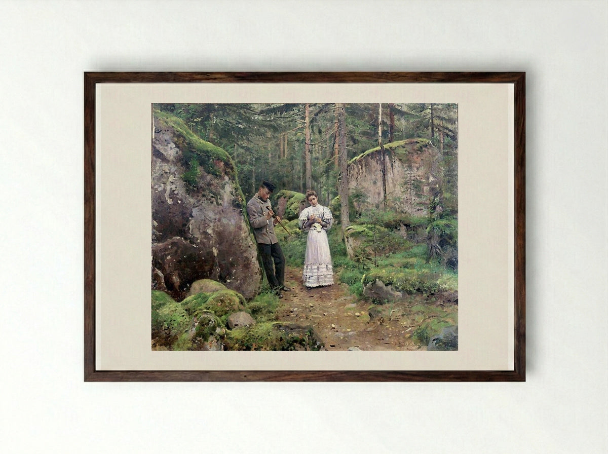 Before Explaining - Vladimir Makovsky - Framed Print Dark Wood