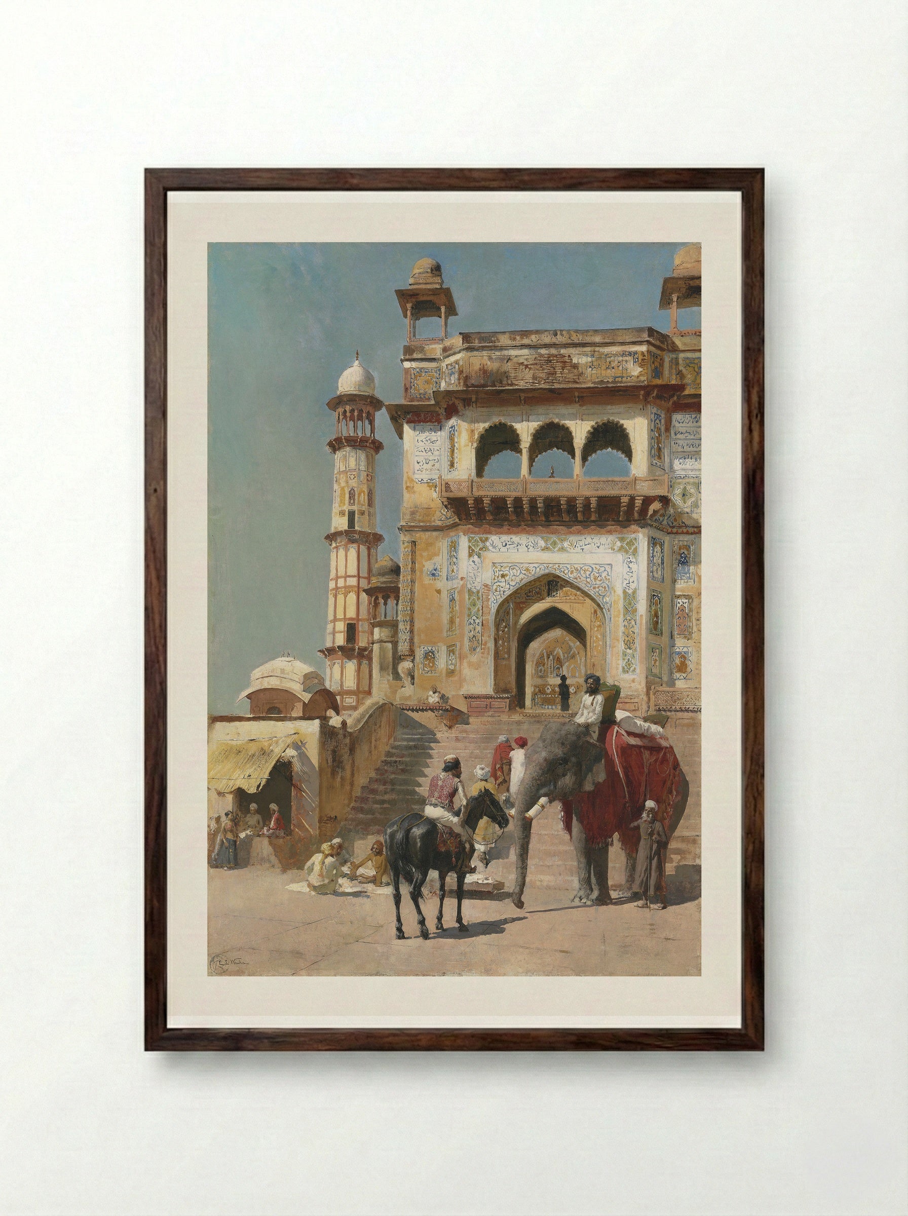 Before a Mosque - Edwin Lord Weeks - Framed Print Dark Wood