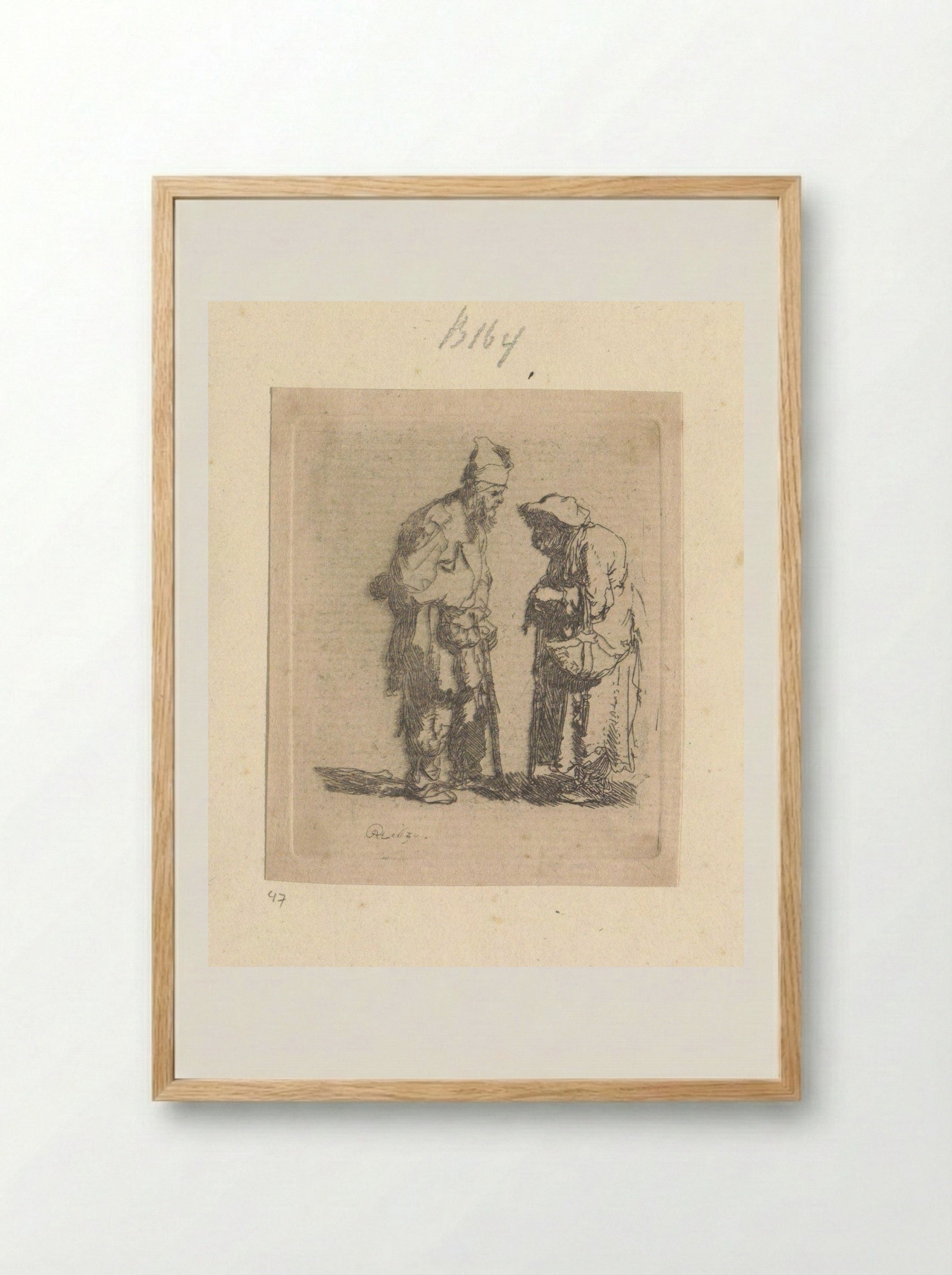 Beggar Man and Beggar Woman Conversing - Rembrandt van Rijn - Framed Print Wood