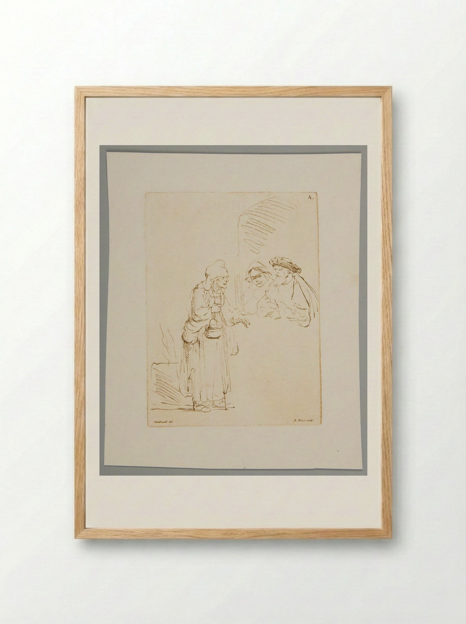 Beggar Woman Before a Window - Bernard Picart - Framed Print Wood