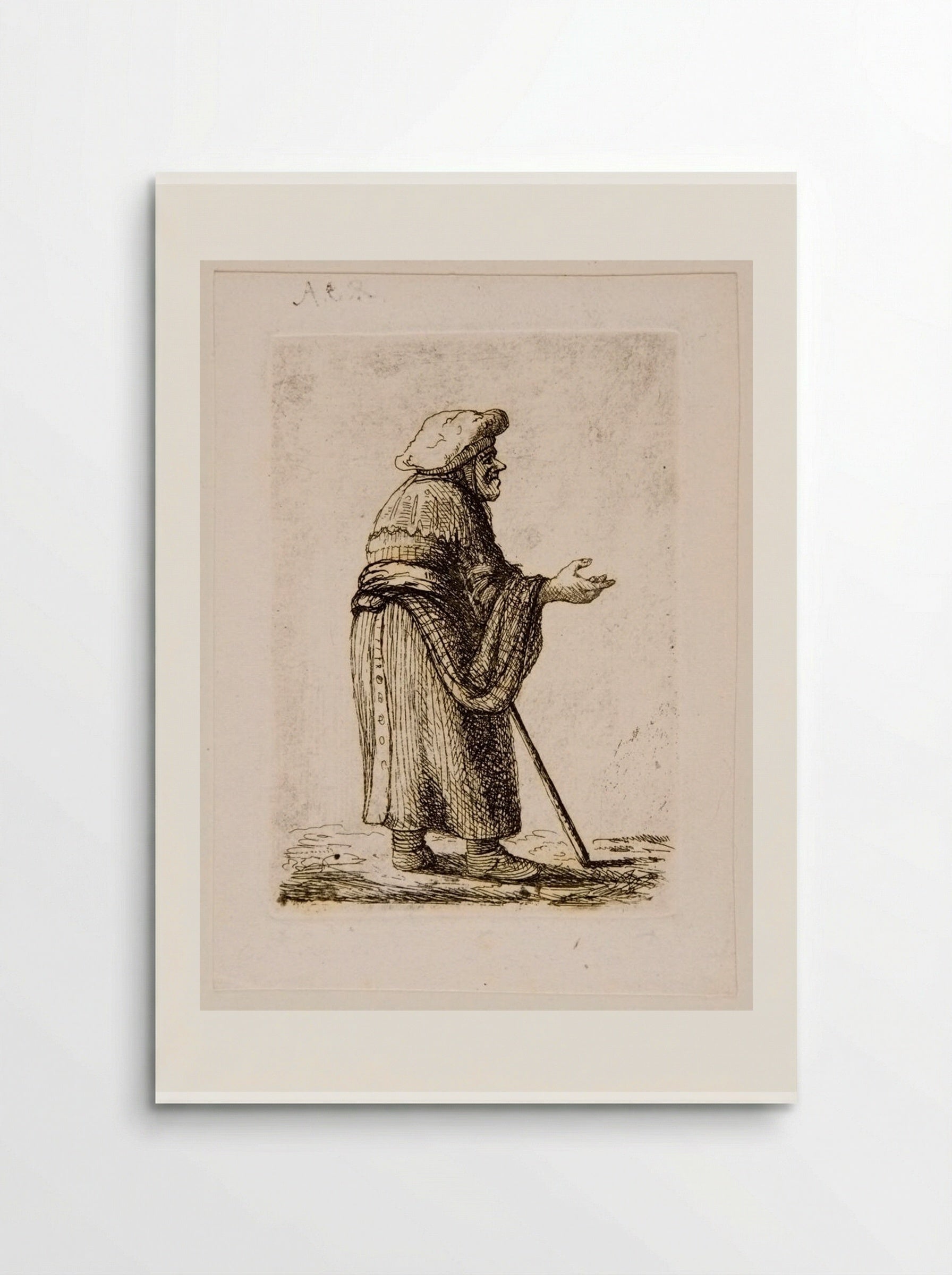 Beggar Woman Leaning on a Stick, Profile Right - David Deuchar - Poster