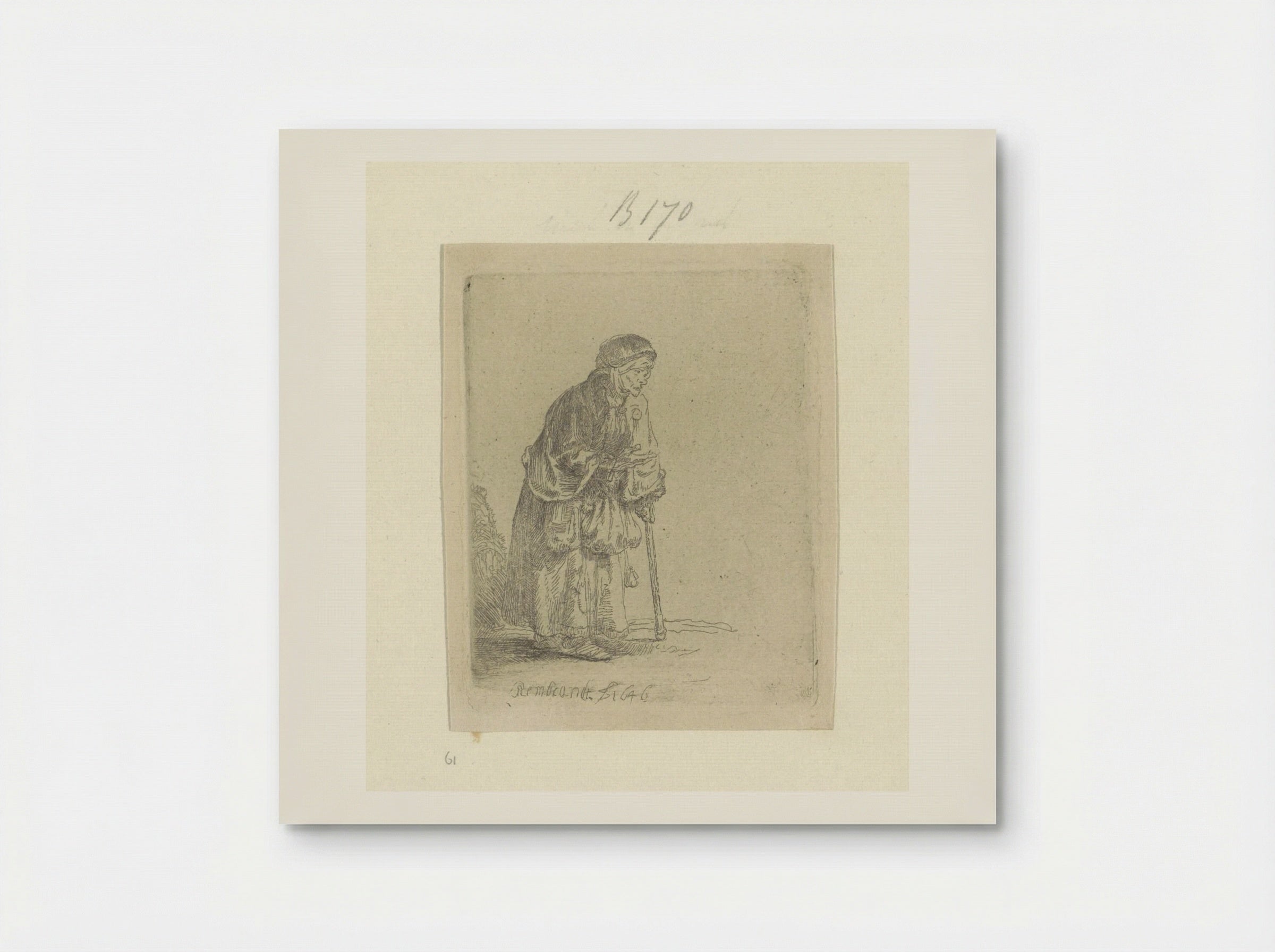 Beggar Woman Leaning on a Stick - Rembrandt van Rijn - Poster