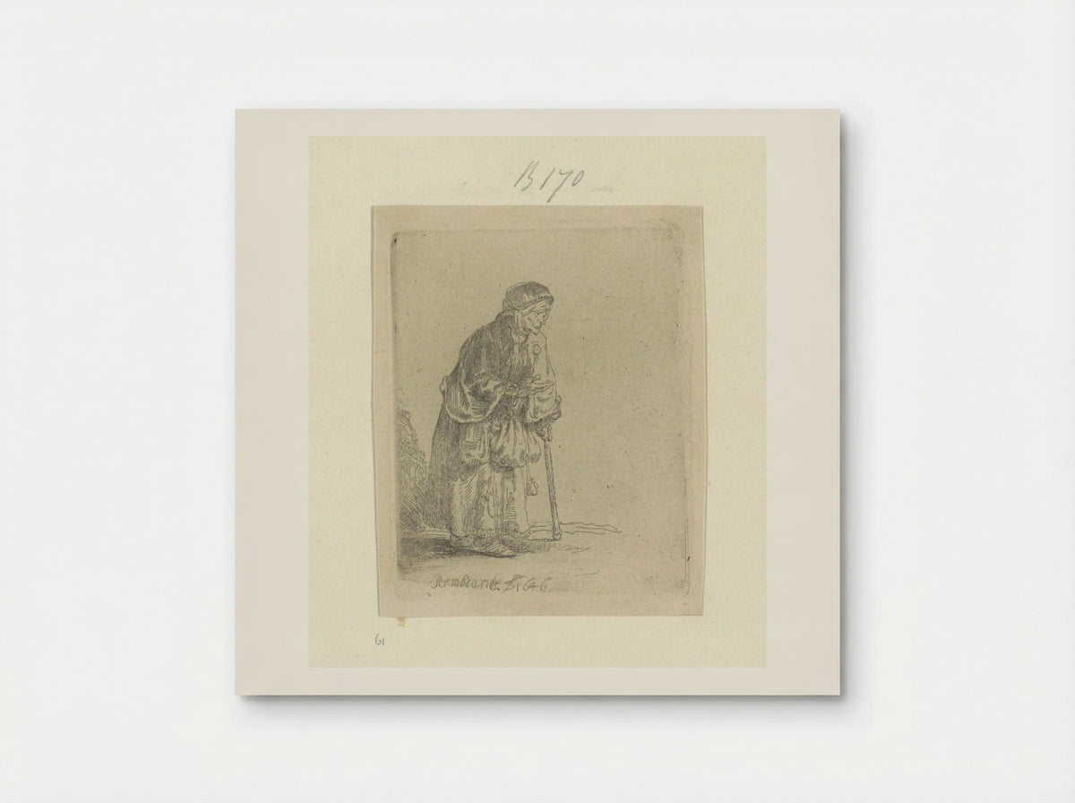 Beggar Woman Leaning on a Stick - Rembrandt van Rijn - Poster