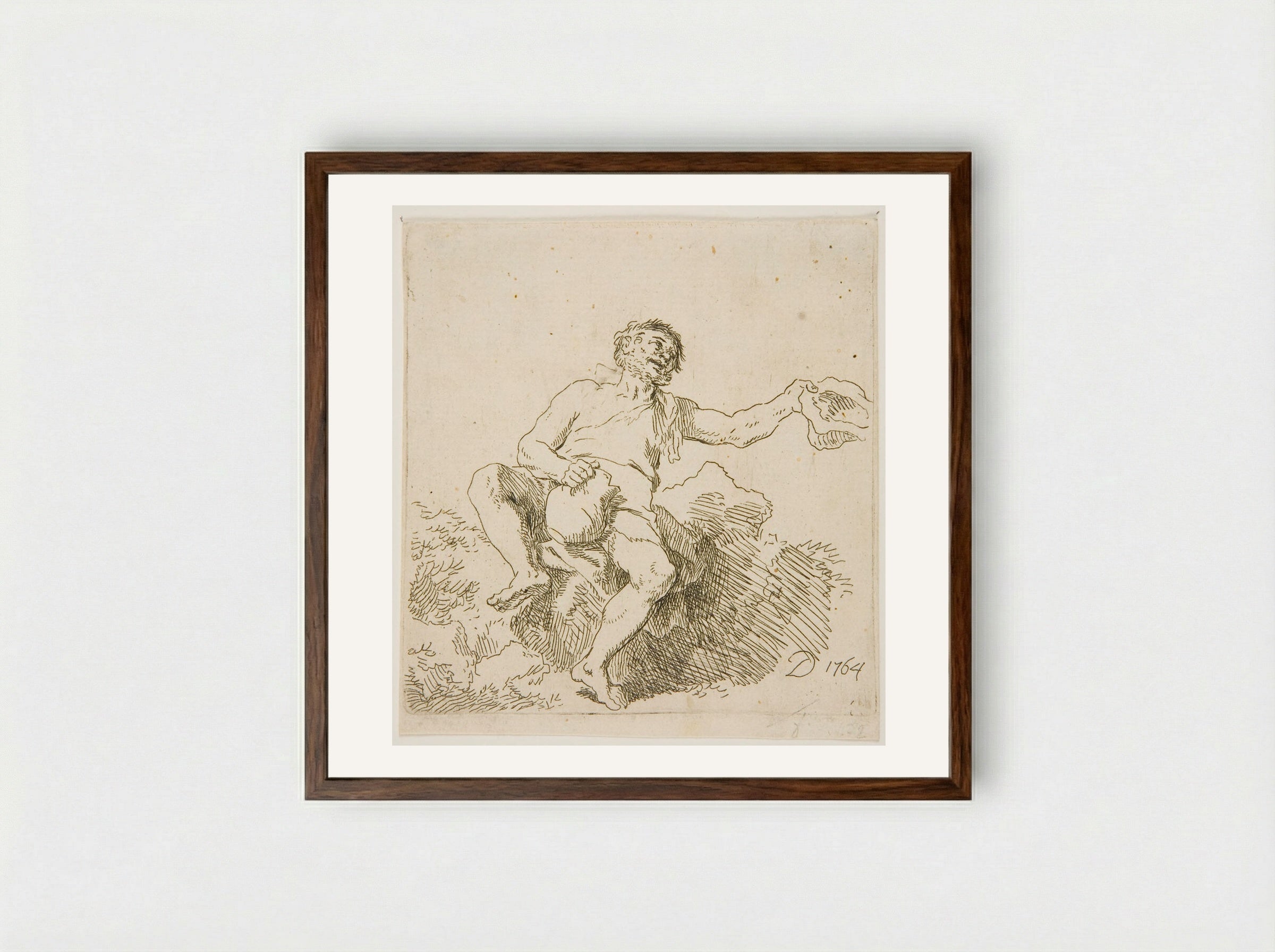 Beggar - Christian Wilhelm Ernst Dietrich - Framed Print Dark Wood