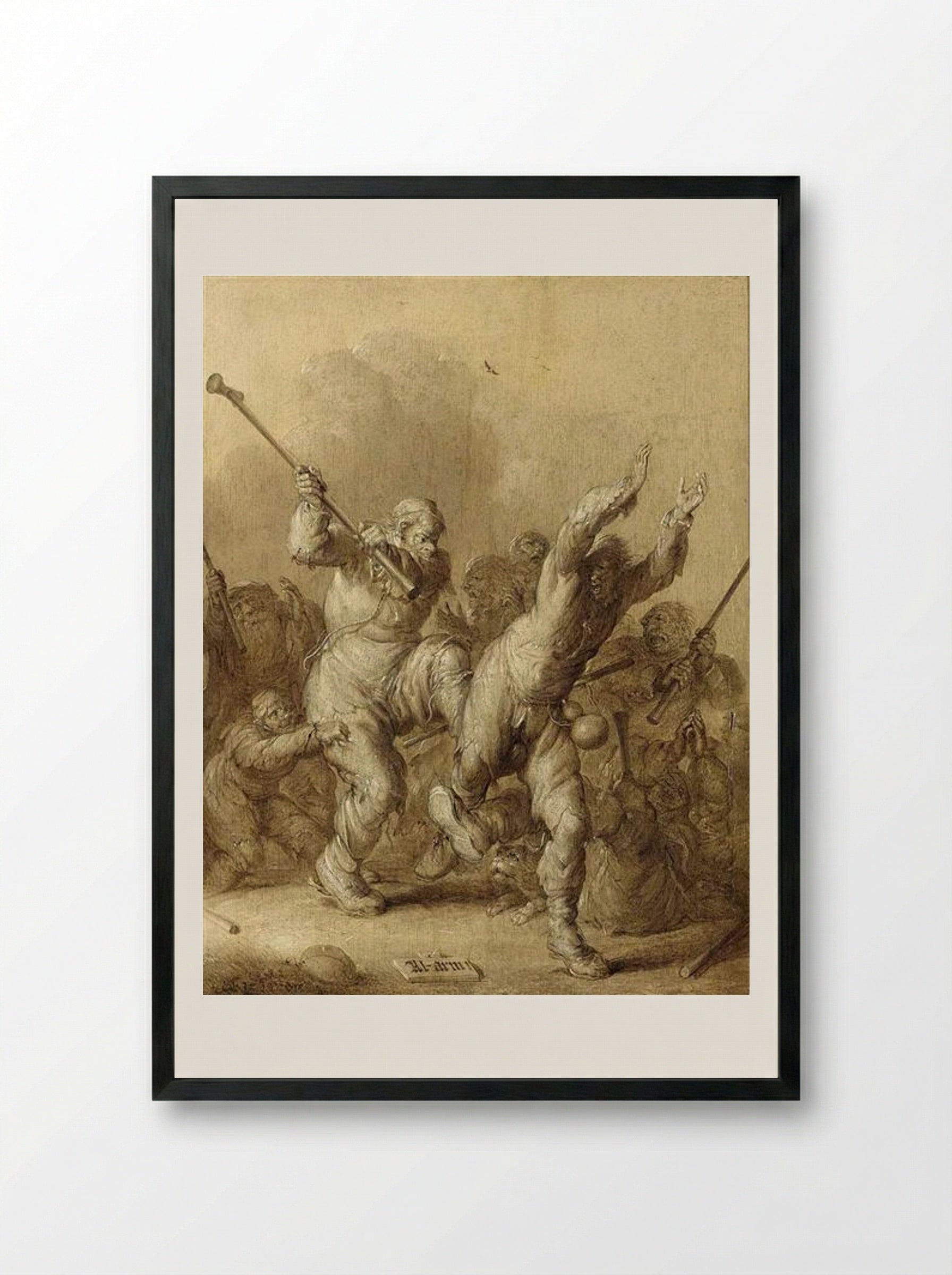 Beggars Fighting - Adriaen van de Venne - Framed Print Black