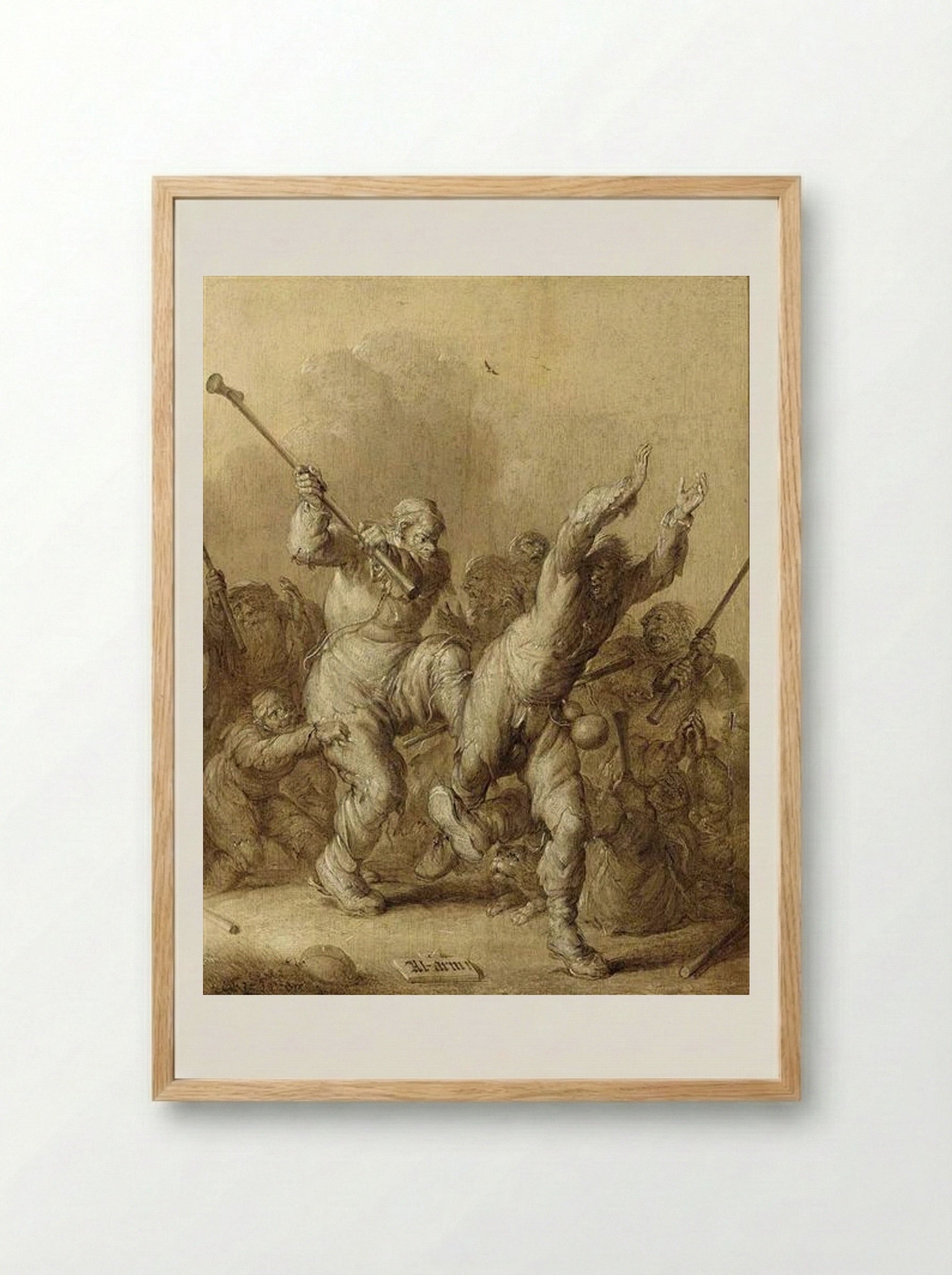 Beggars Fighting - Adriaen van de Venne - Framed Print Wood