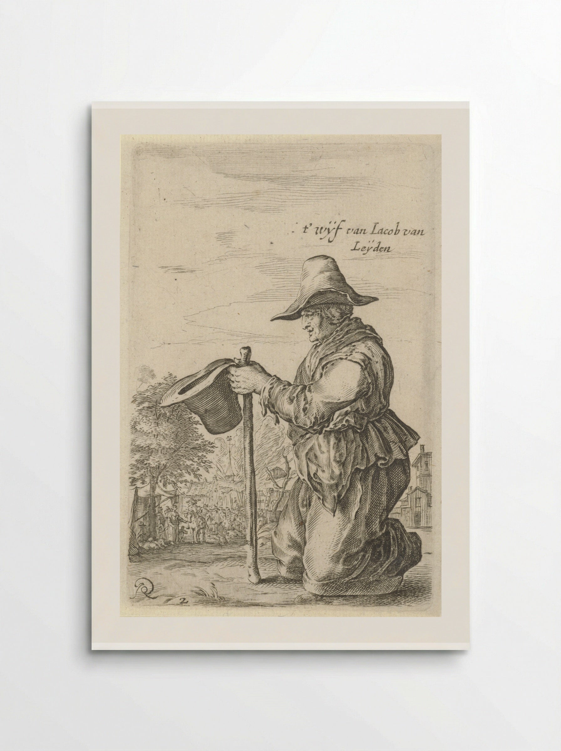 Begging Woman with a Staff and Hat - Salomon Savery - Poster