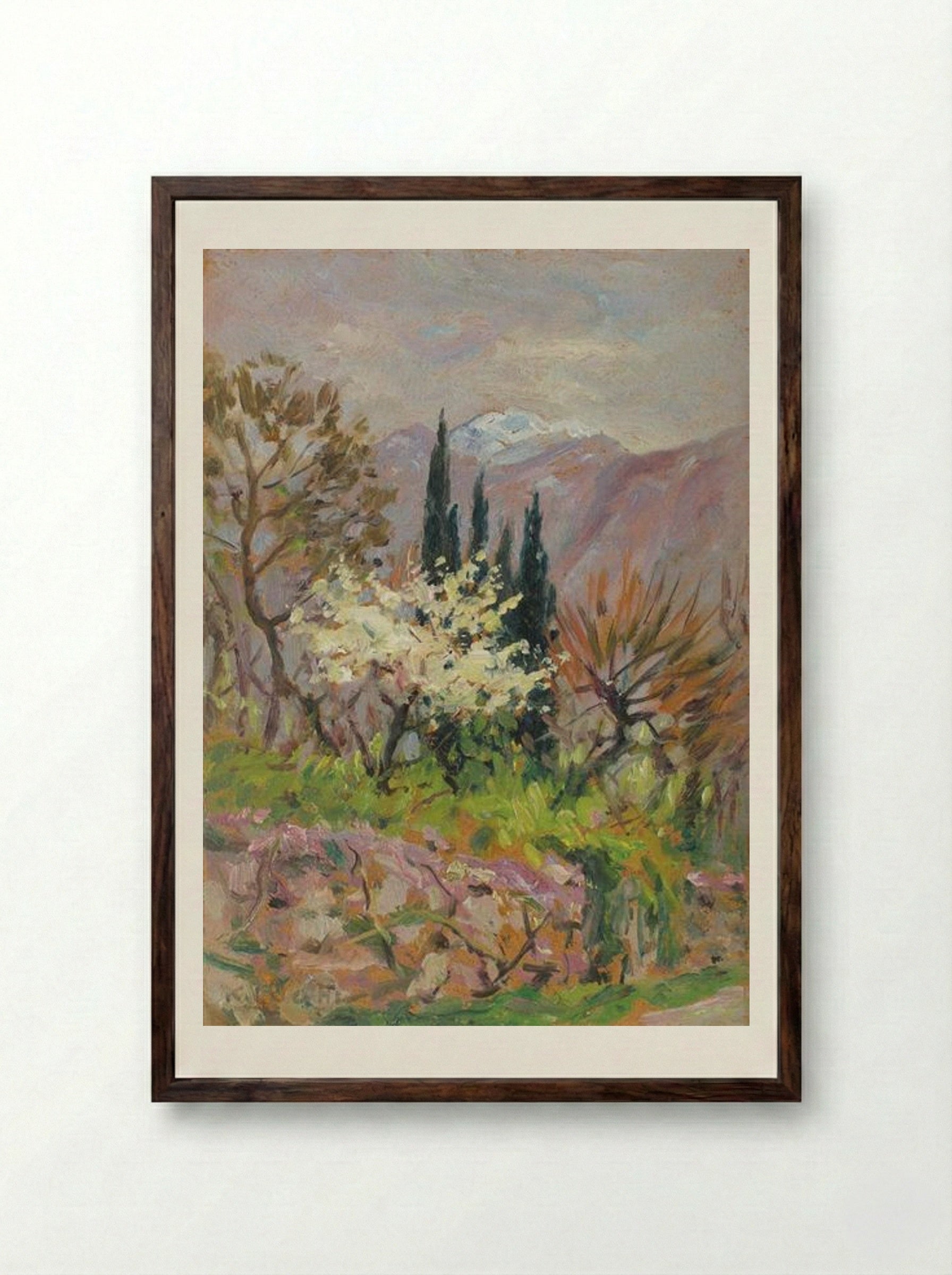 Beginning of Springtime - Kimon Loghi - Framed Print Dark Wood