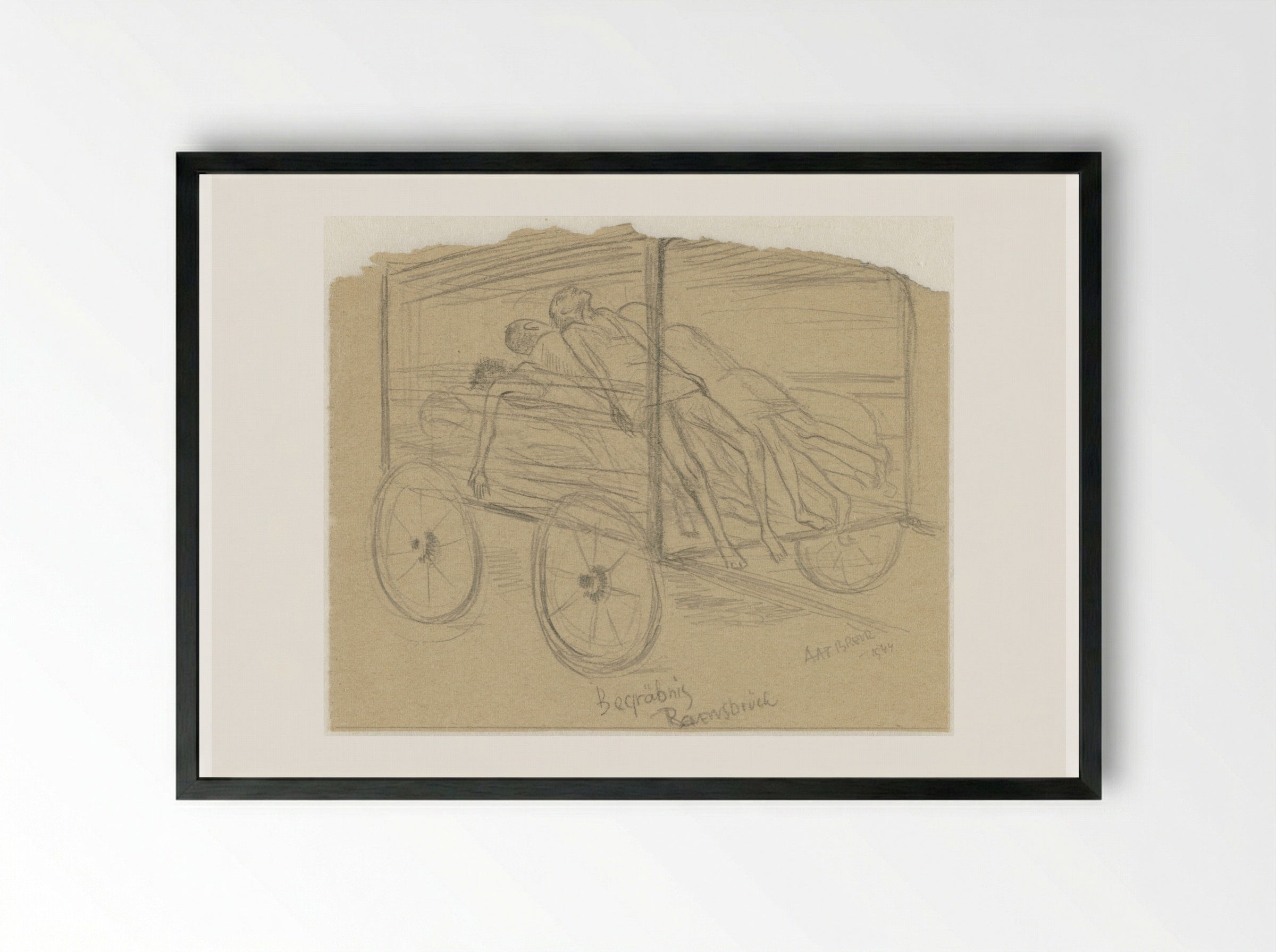 Begräbnis, Ravensbrück - Aat Breur-Hibma - Framed Print Black