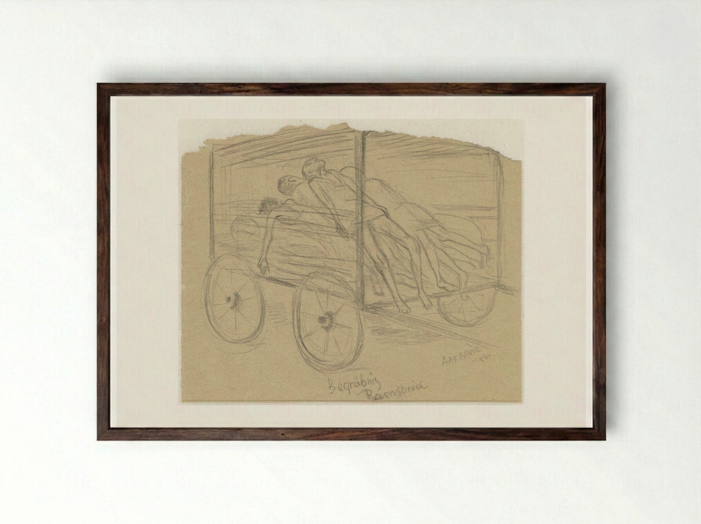 Begräbnis, Ravensbrück - Aat Breur-Hibma - Framed Print Dark Wood