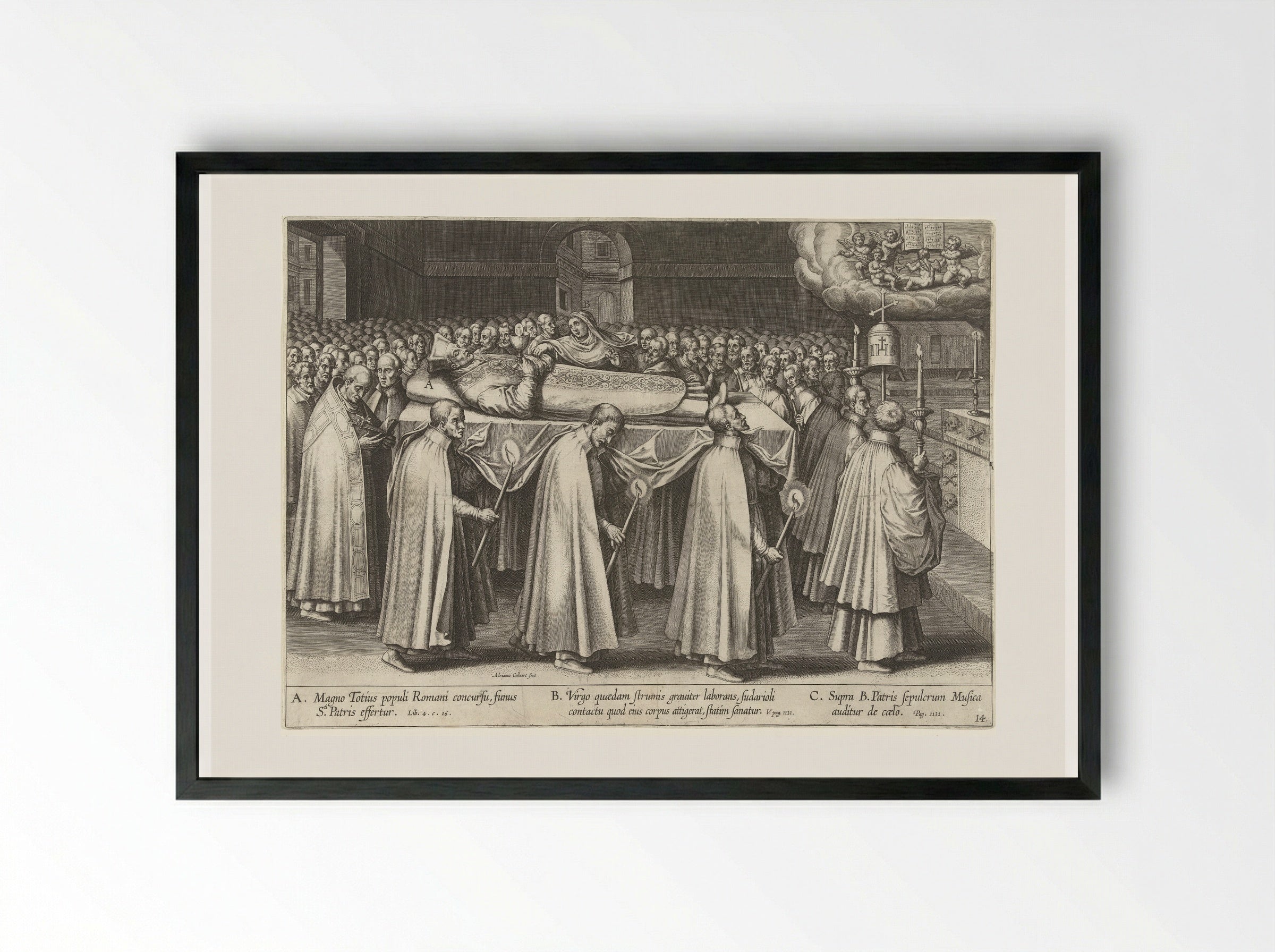 Begrafenis van Ignatius - Theodoor Galle - Framed Print Black
